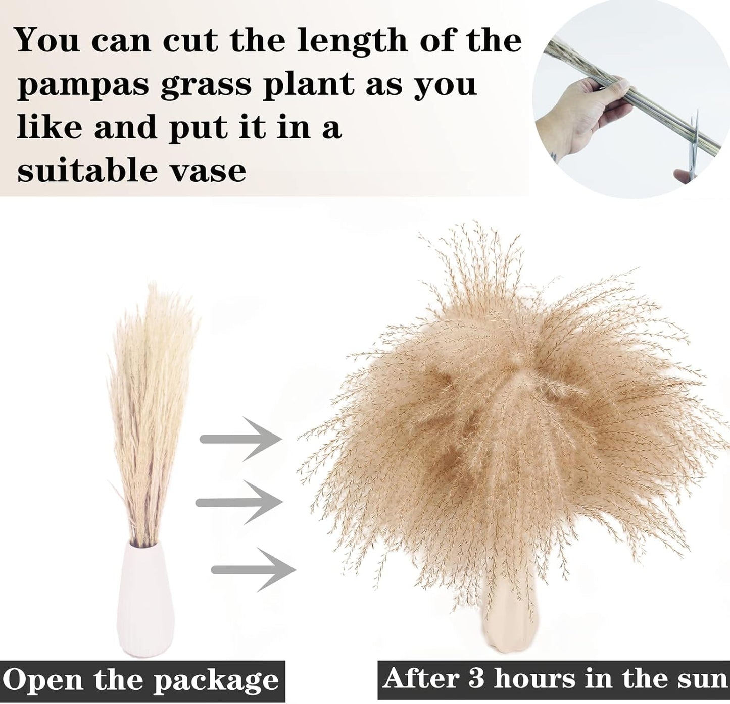 100 Stems Dried Pampas Grass & Bunny Tails Bouquet – 17" Boho Rustic Farmhouse Wedding & Home Décor (White & Brown)