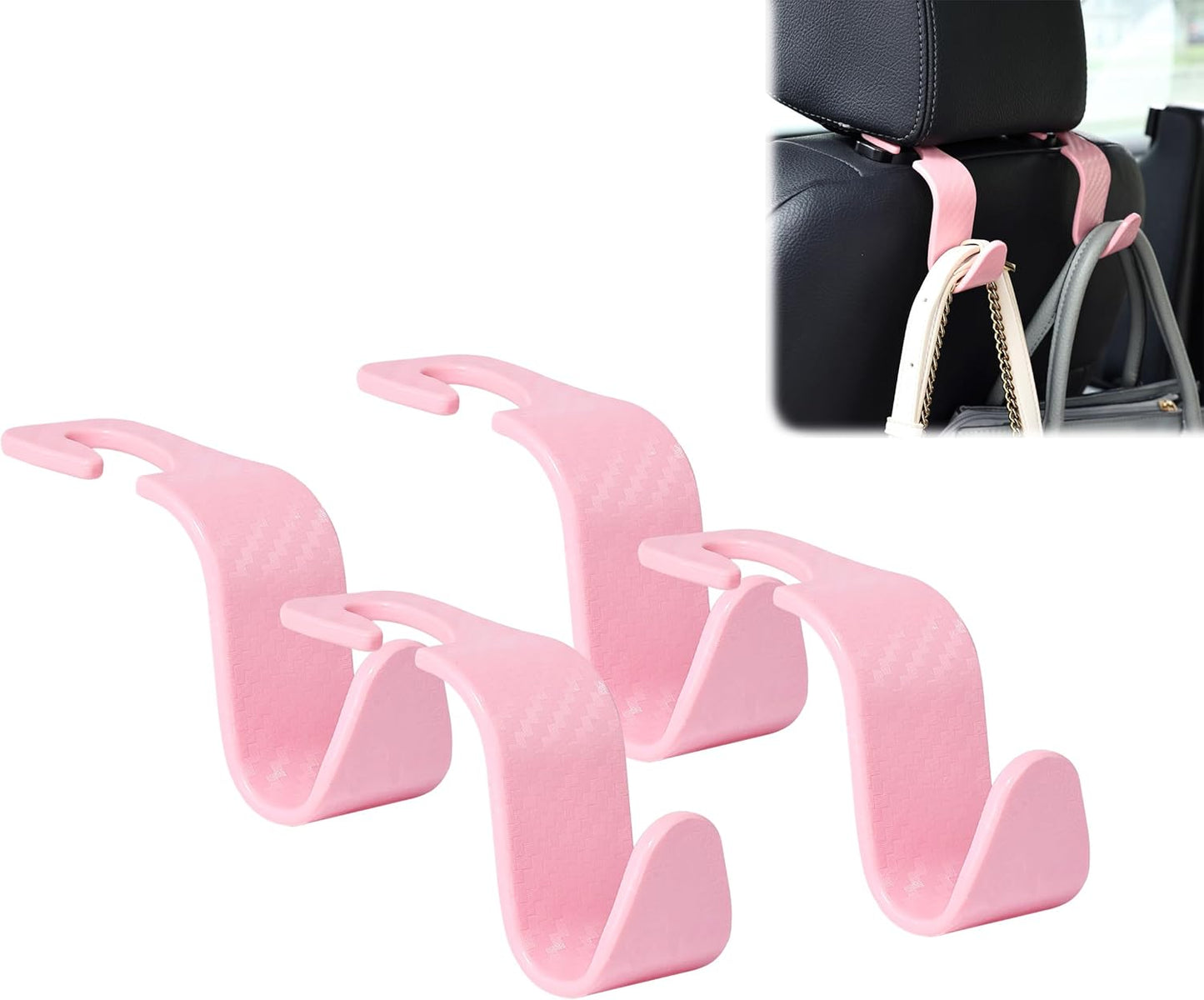 Car Seat Headrest Hook 4 Pack Hanger Storage Organizer Universal for Handbag Purse Coat Fit Universal Vehicle Car Black S Type