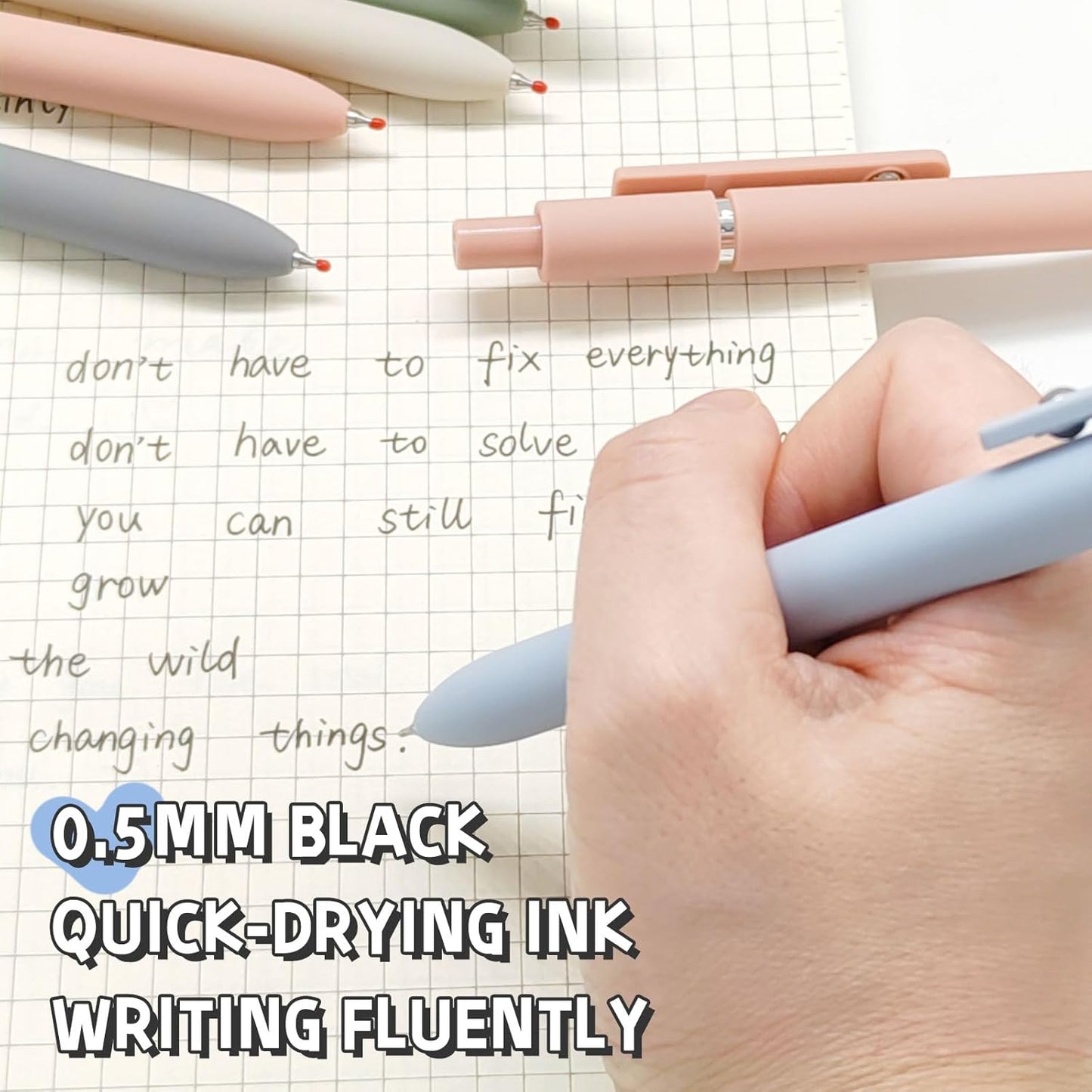 Morandi Gel Pens – 5-Piece Fine Point Black Ink Set (0.5mm) for Journaling & Office Use