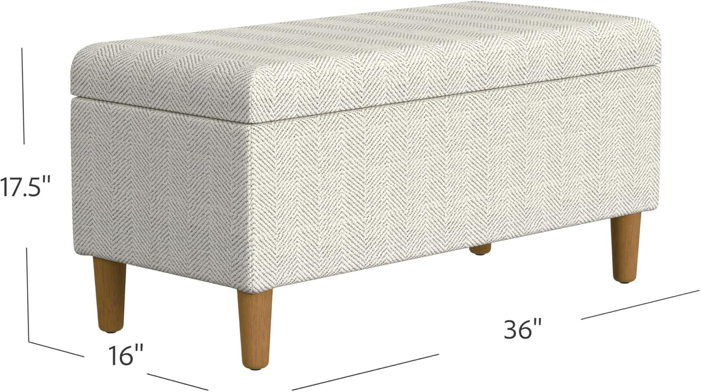 Malmo Cream Chevron Woven Storage Bench – Decorative Entryway or Bedroom Organizer