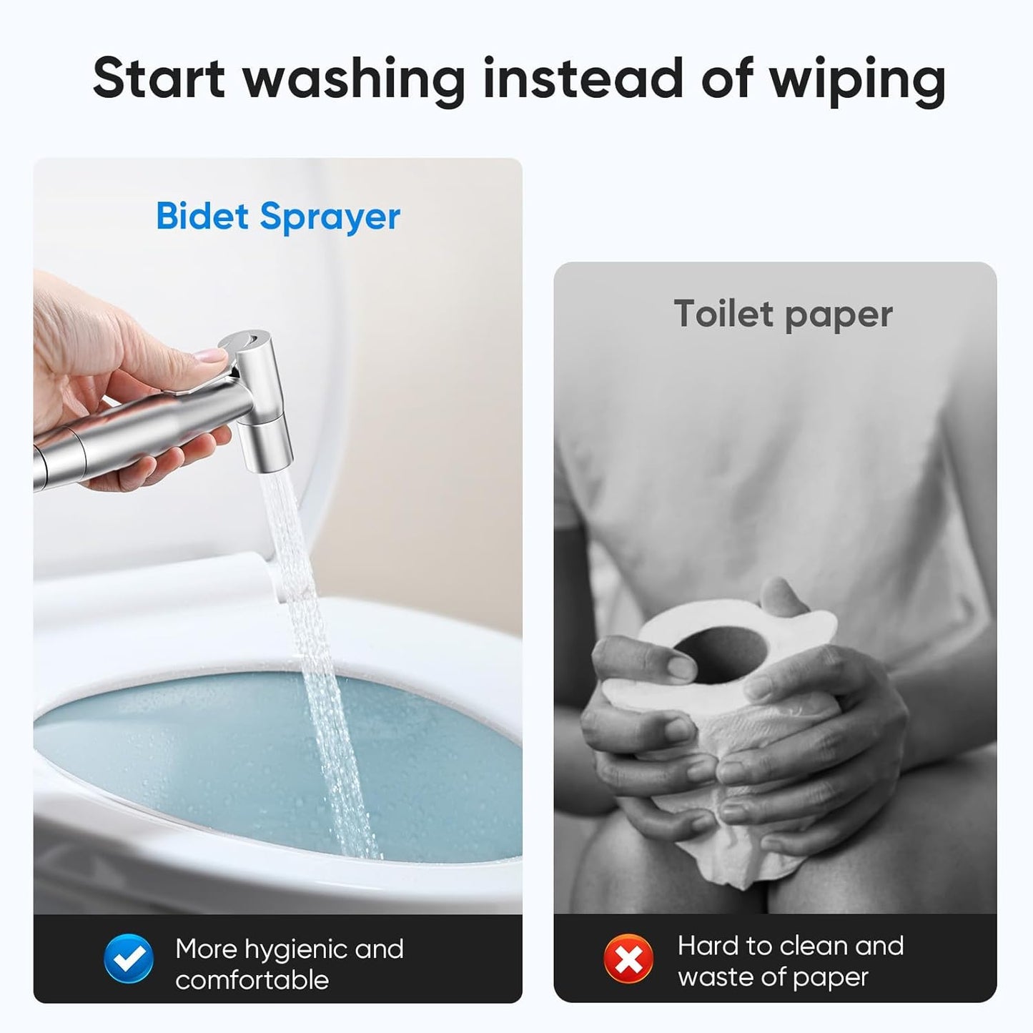 Stainless Steel Handheld Bidet Sprayer – Adjustable Pressure for Toilet & Baby Wash
