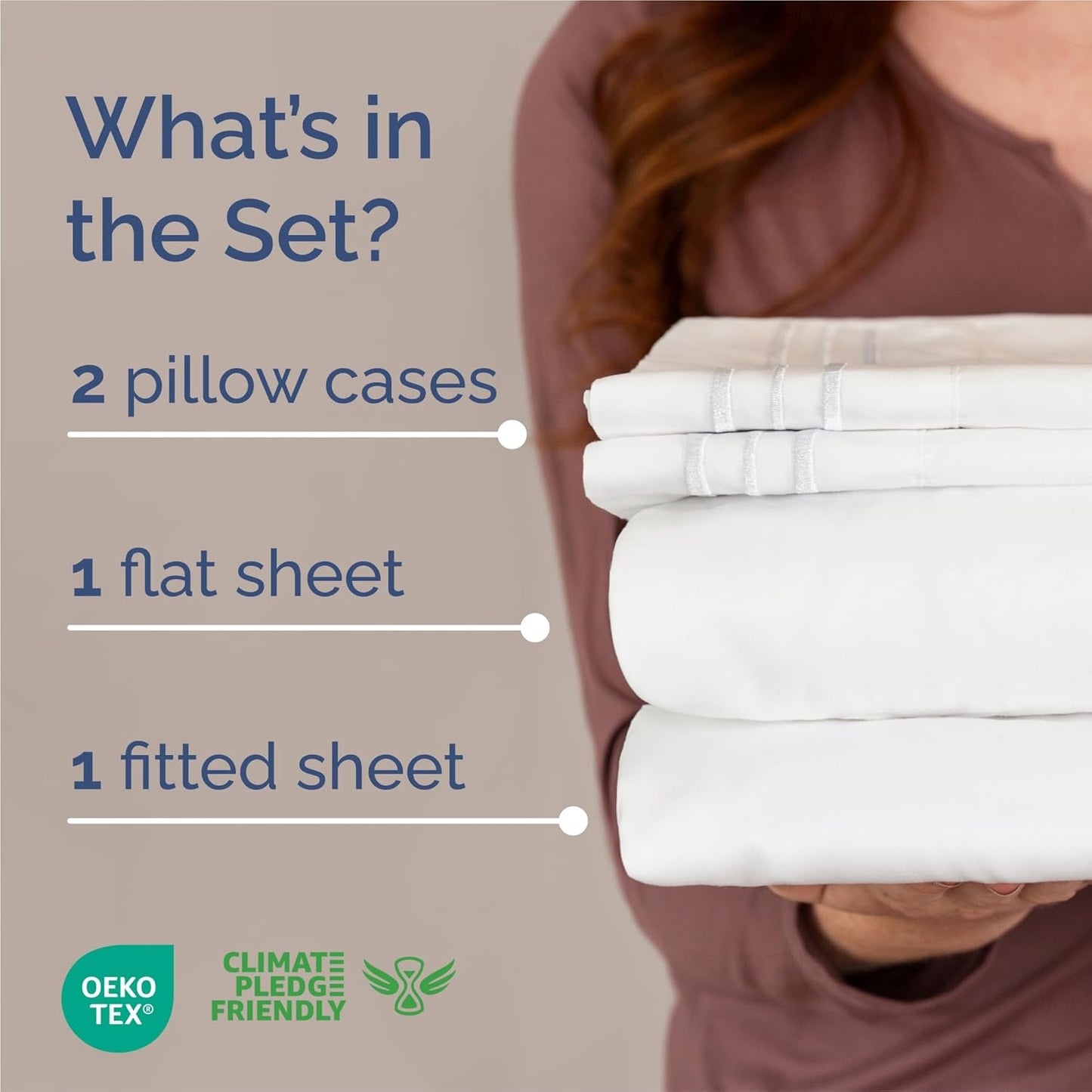 King Size 4-Piece Cooling Sheet Set – Ultra-Soft, Wrinkle-Free Luxury Bedding with Deep Pockets (White)