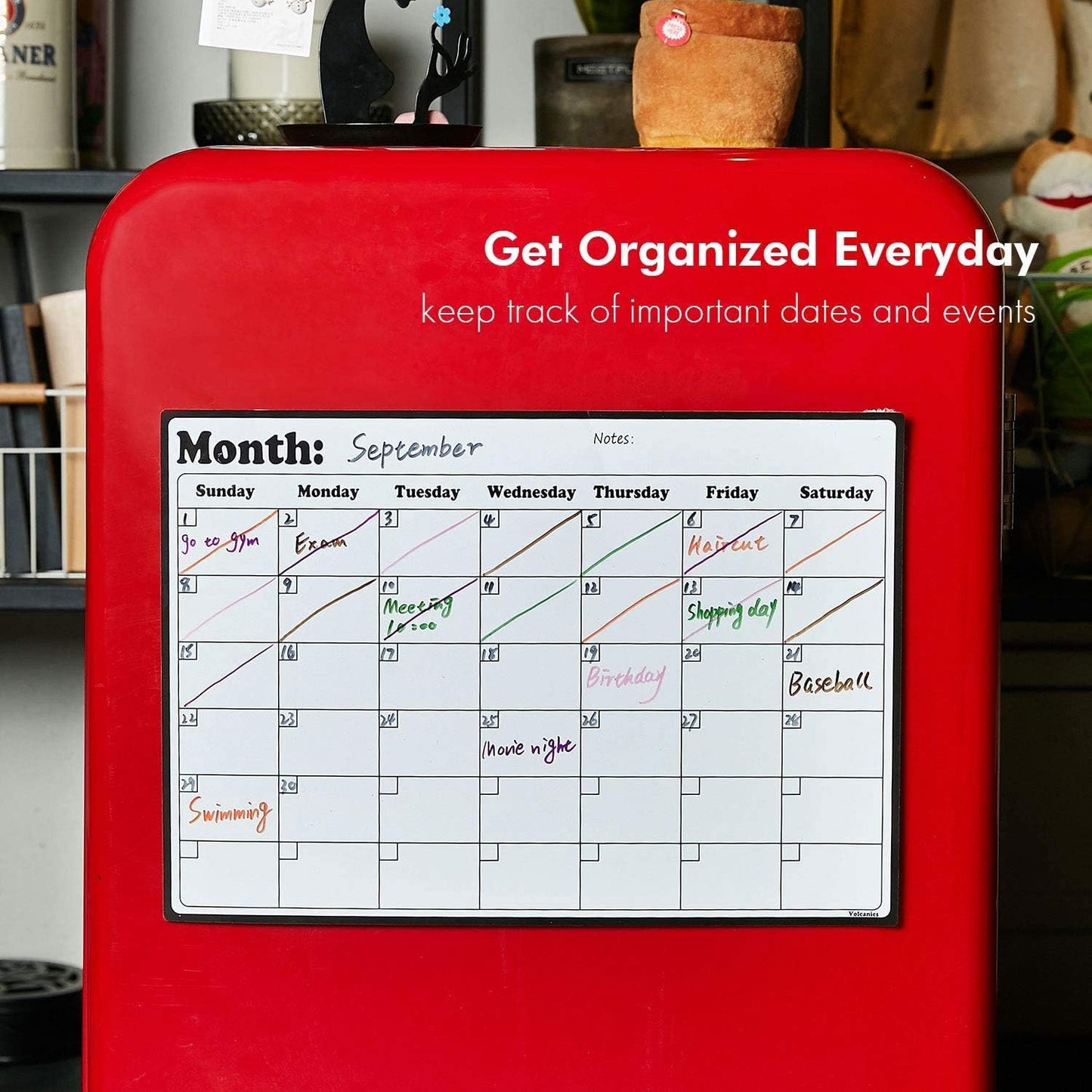 Magnetic Dry Erase Fridge Calendar – 16.9x11.8” Whiteboard Weekly/Monthly Planner for Refrigerator