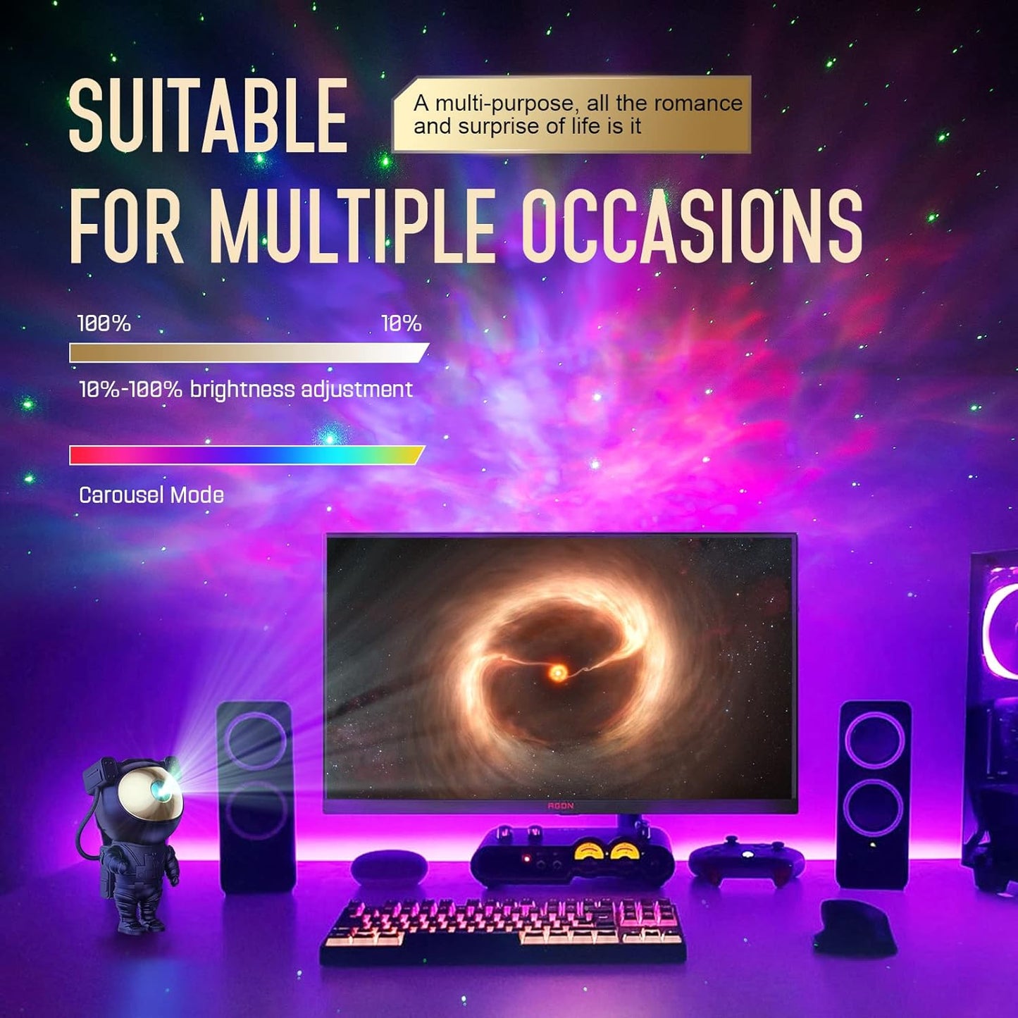 Astronaut Galaxy Projector Night Light – Starry Sky & Nebula LED for Kids’ Rooms & Bedrooms