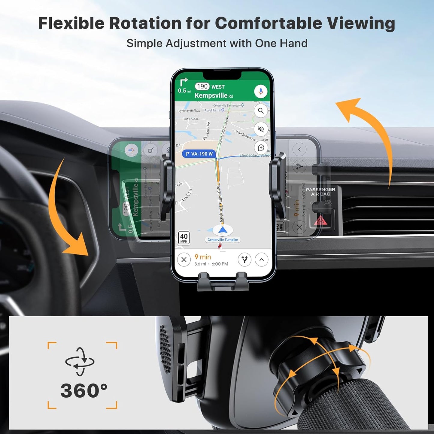 Universal Car Vent Phone Holder – Metal Hook Clip Mount for iPhone & Android (Dark Black)