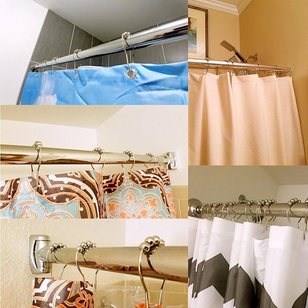 Chrome Stainless Steel Shower Curtain Rings – Set of 12 Rustproof Bathroom Hooks