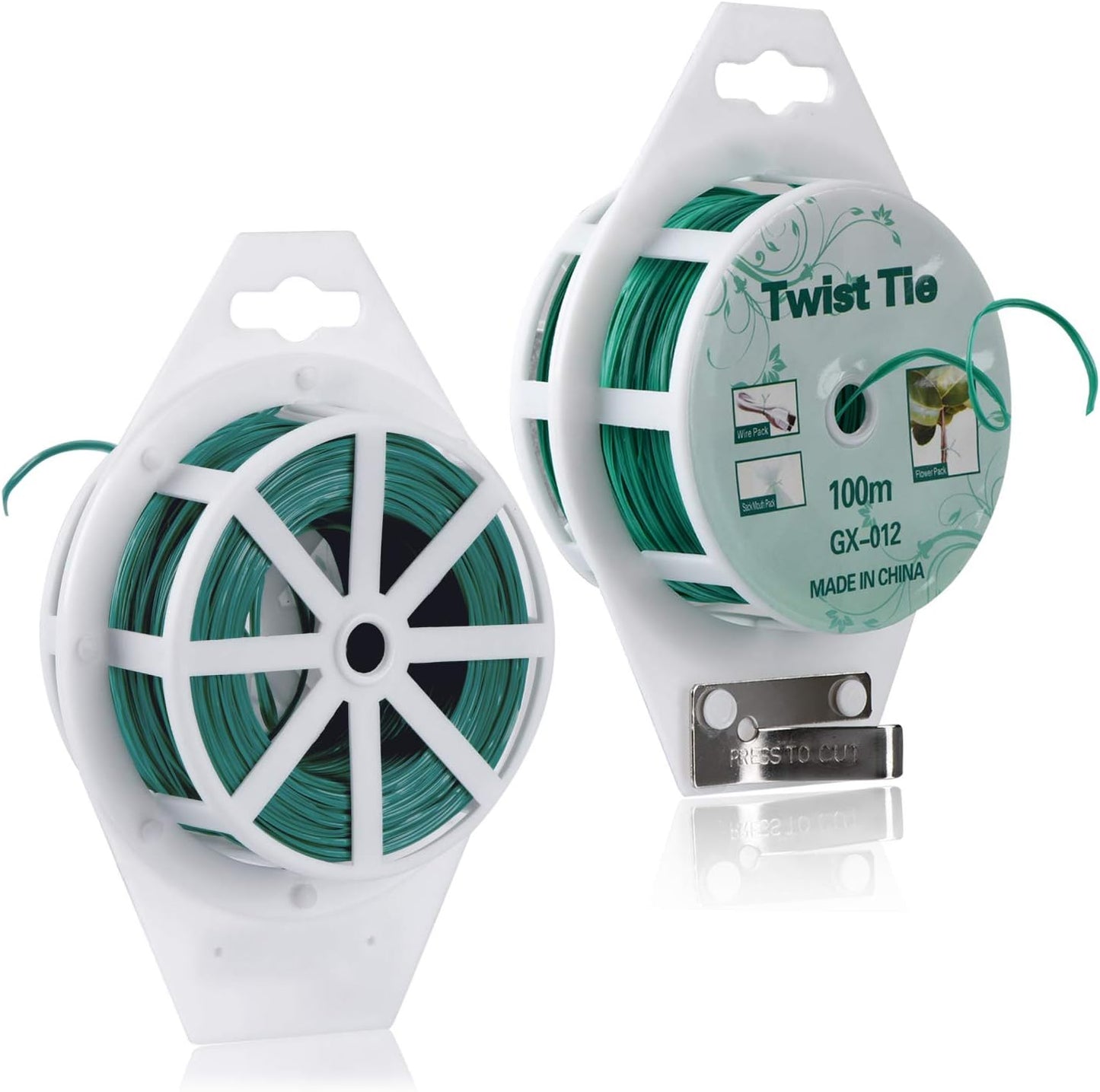 328ft Green Twist Ties with Cutter – Plant Support Wire for Gardening & Home Organization