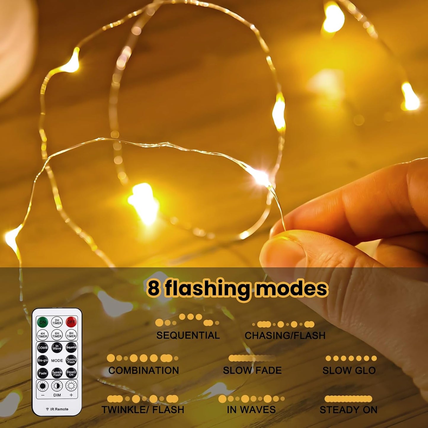 300 LED Warm White Fairy Curtain Lights – 9.8x9.8 Ft USB Hanging String Lights with Remote & 8 Modes for Bedroom, Weddings & Parties