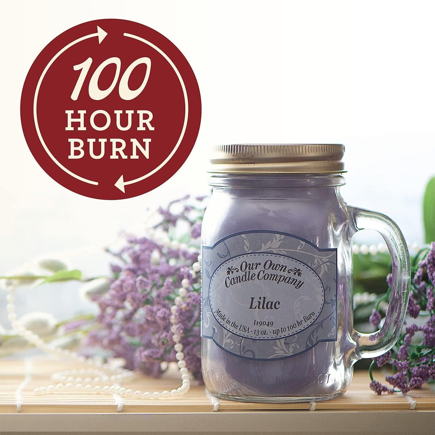 Strawberries & Cream Scented Mason Jar Candle – 100-Hour Burn, 13 oz