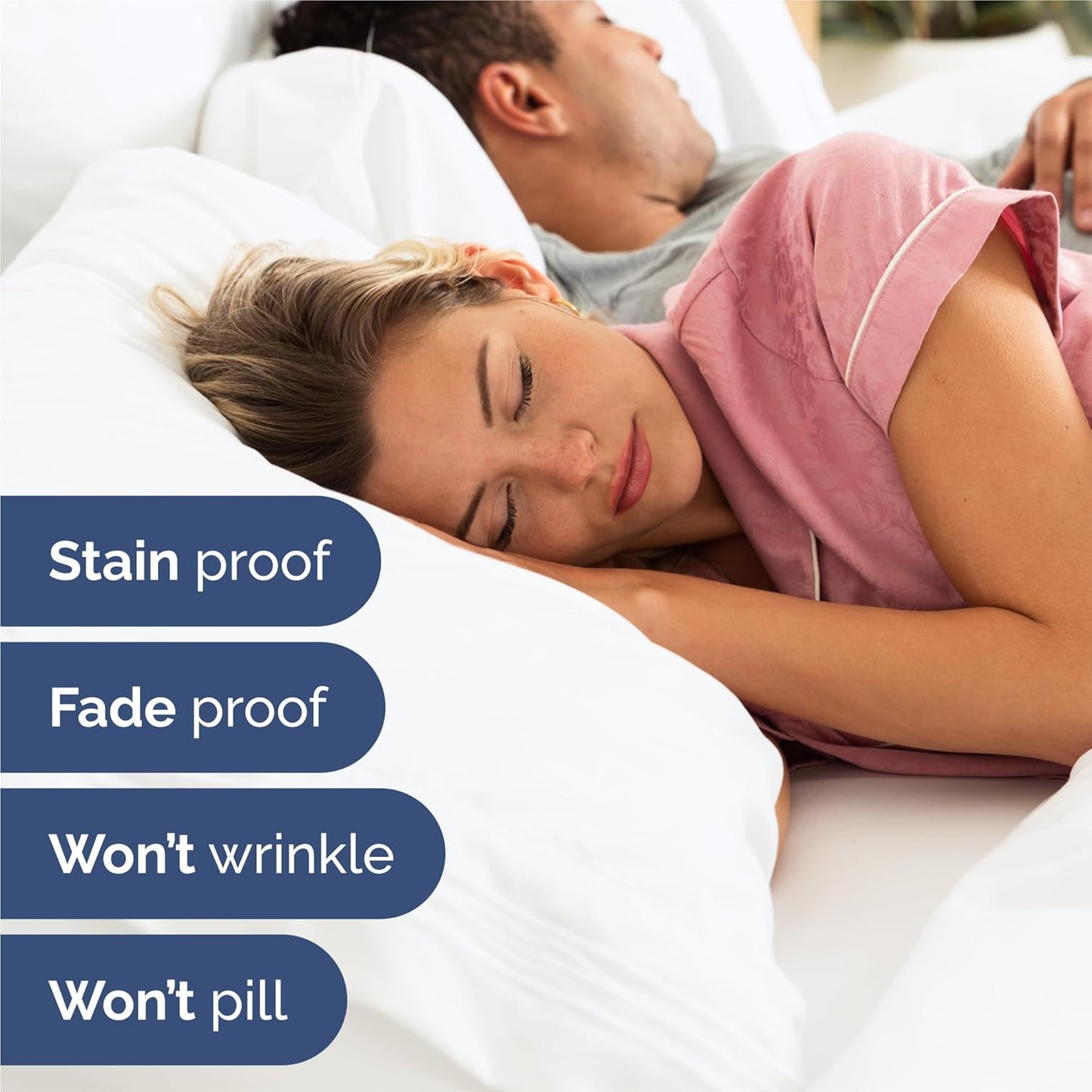 King Size 4-Piece Cooling Sheet Set – Ultra-Soft, Wrinkle-Free Luxury Bedding with Deep Pockets (White)