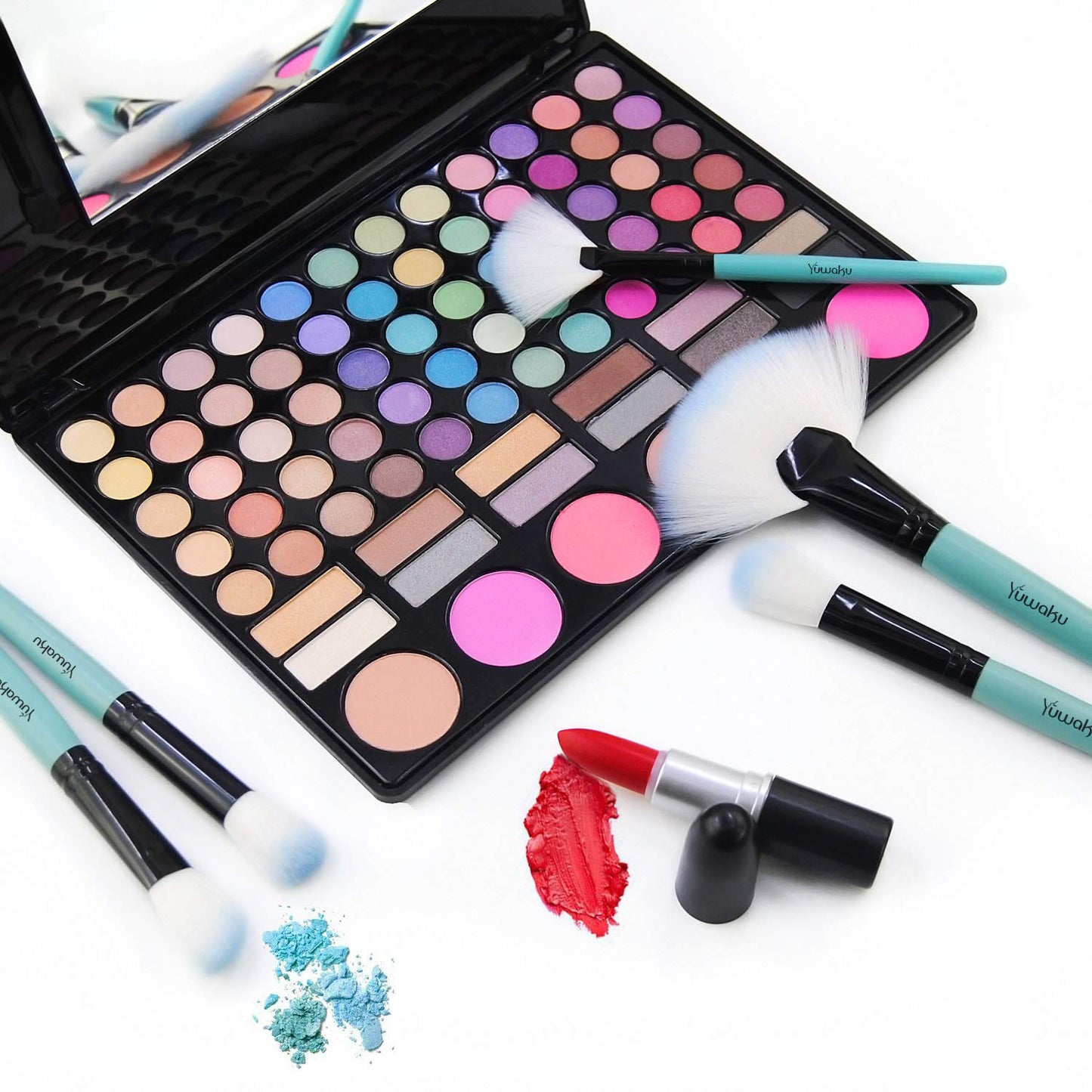 32-Piece Blue Premium Makeup Brush Set – Foundation, Blending, Eyeshadow, Eyeliner & More with Travel Makeup Bag