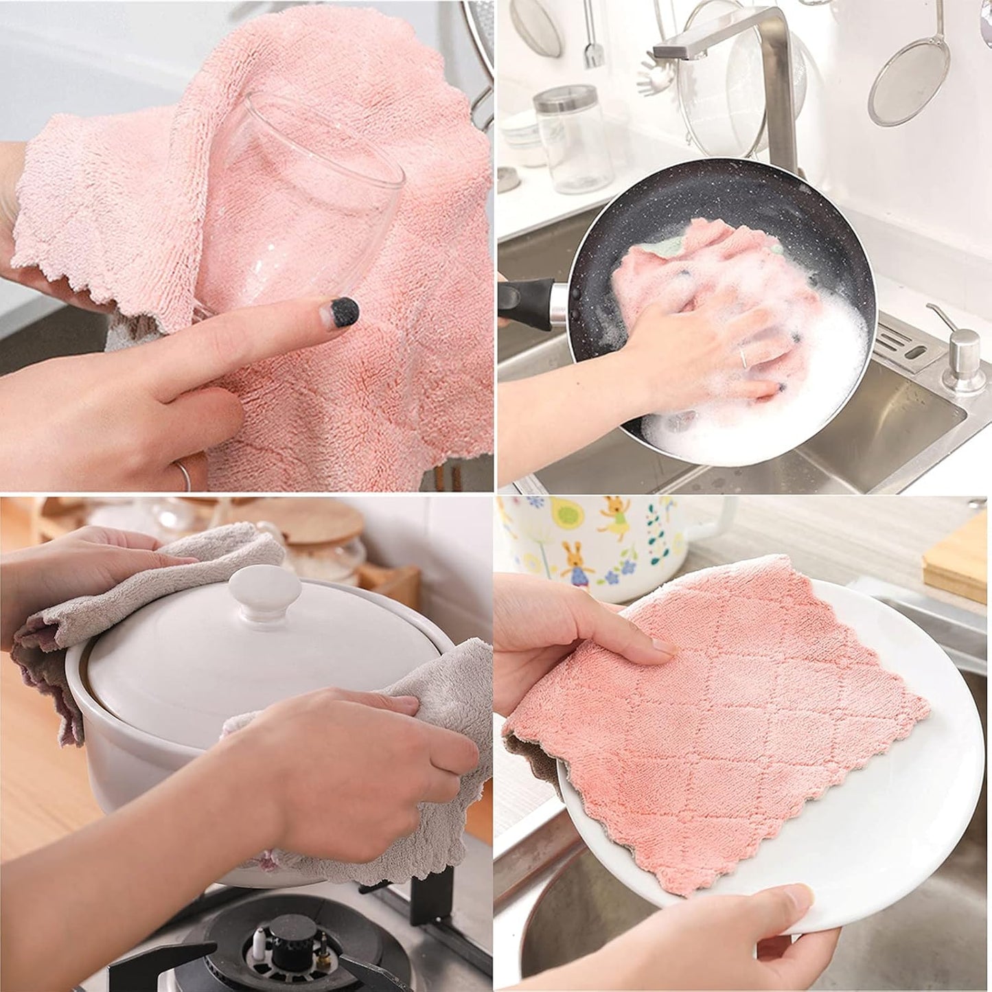 10-Pack Super Absorbent Microfiber Kitchen Towels – Quick-Dry, Non-Stick, Soft Cleaning Cloths