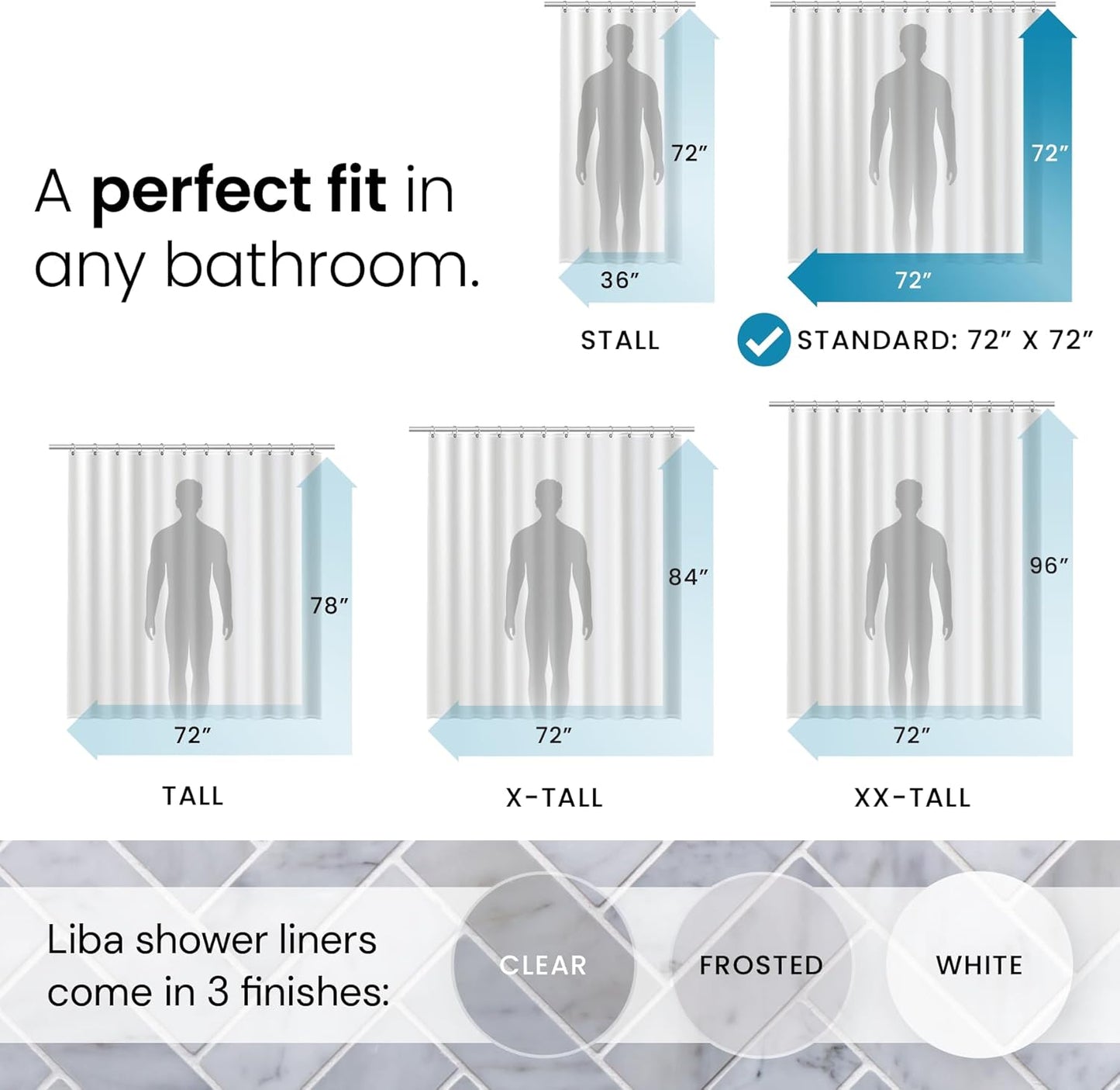 Clear Waterproof Shower Curtain – Premium 8G PEVA, Non-Toxic, Rust-Proof Grommets, 72x72"