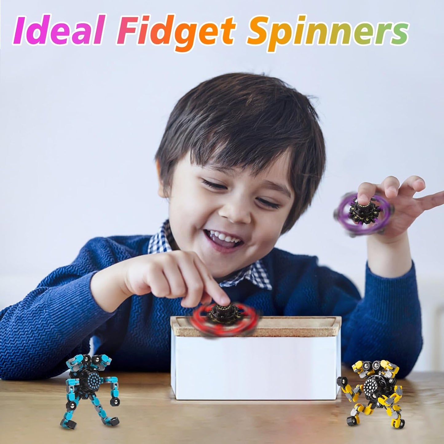 4PCS Transformable Fidget Spinners – Sensory Stress Relief Toys for Kids & Adults