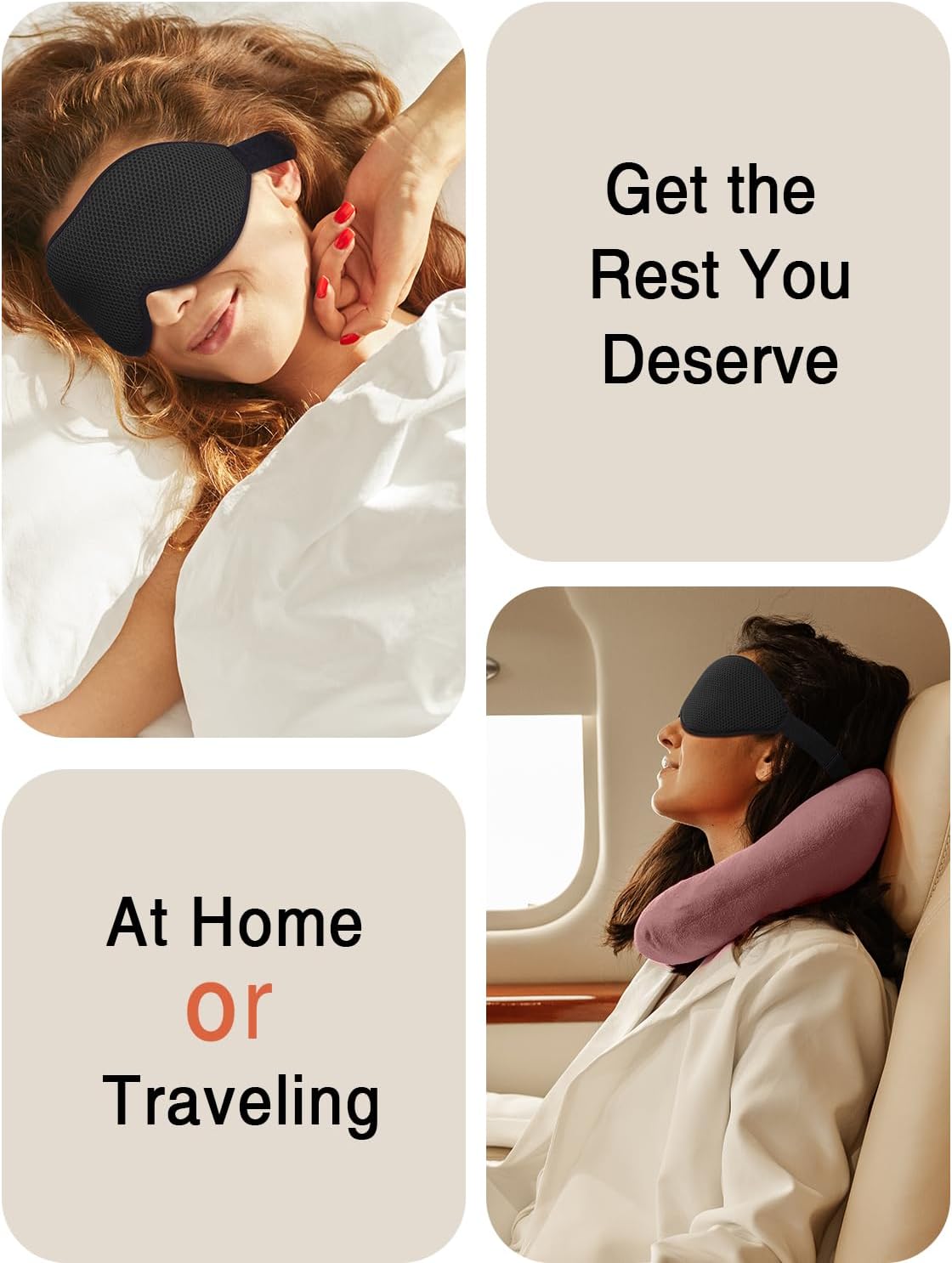 3D Contoured Sleep Mask – 100% Light Blocking Eye Mask for Side Sleepers (Black)