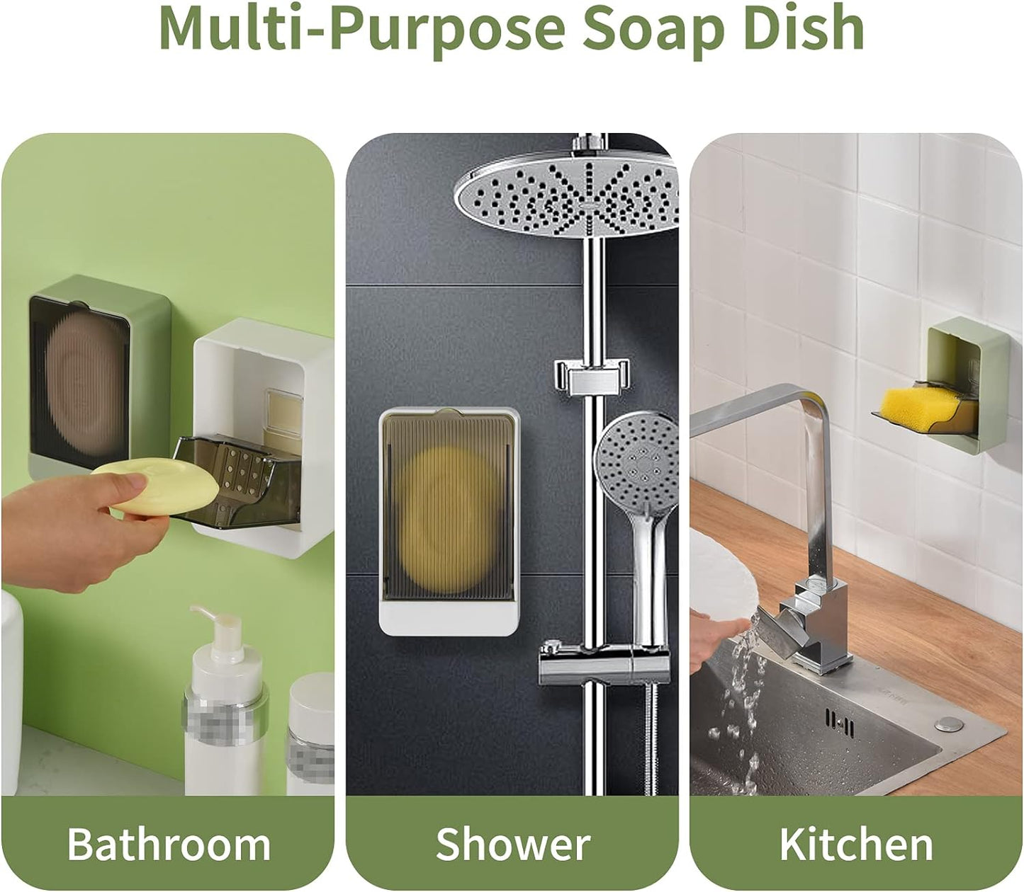 2-Pack Self-Draining Wall-Mounted Soap Holder – No-Drill Tray for Bathroom & Kitchen