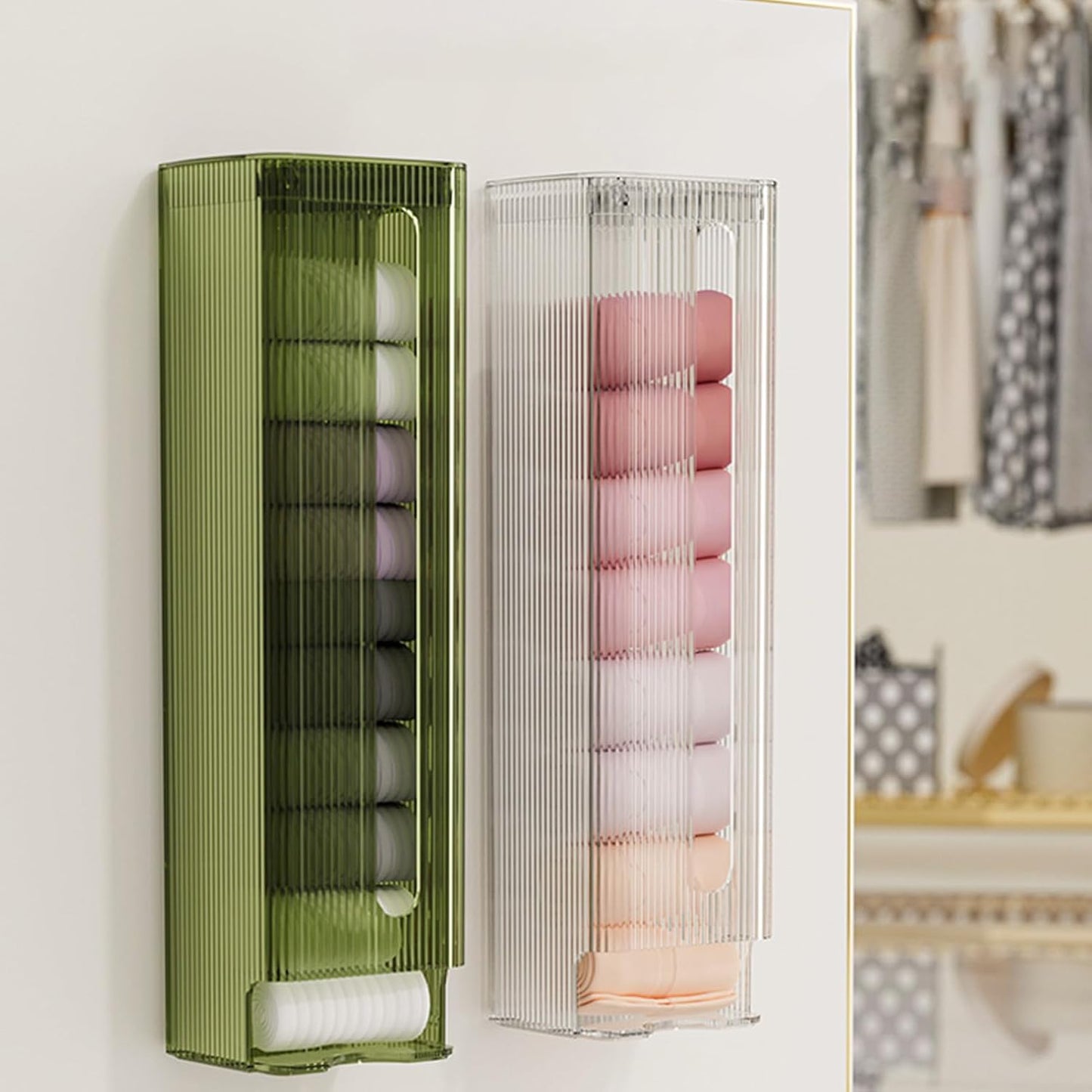 Wall Mounted Underwear & Sock Organizer – Multipurpose Drawer Storage Box (Translucent Green)