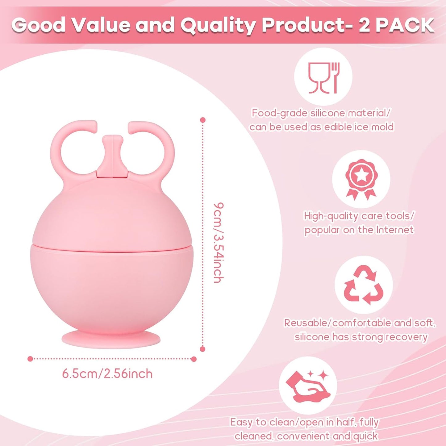 2-Pack Ice Cube Face Rollers – Reusable Facial Ice Molds for Puffiness, Skin Toning & Relaxation (Pink & Blue)