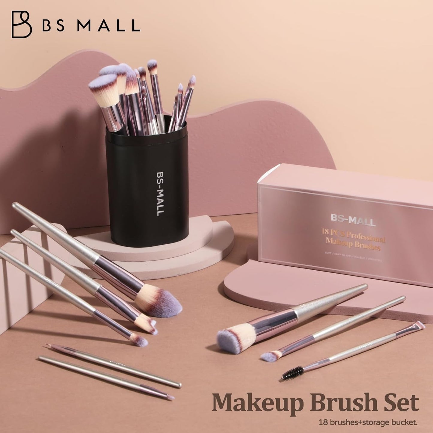 18-Piece Professional Makeup Brush Set – Premium Synthetic Brushes with Black Travel Case for Foundation, Powder, Eyeshadow & More