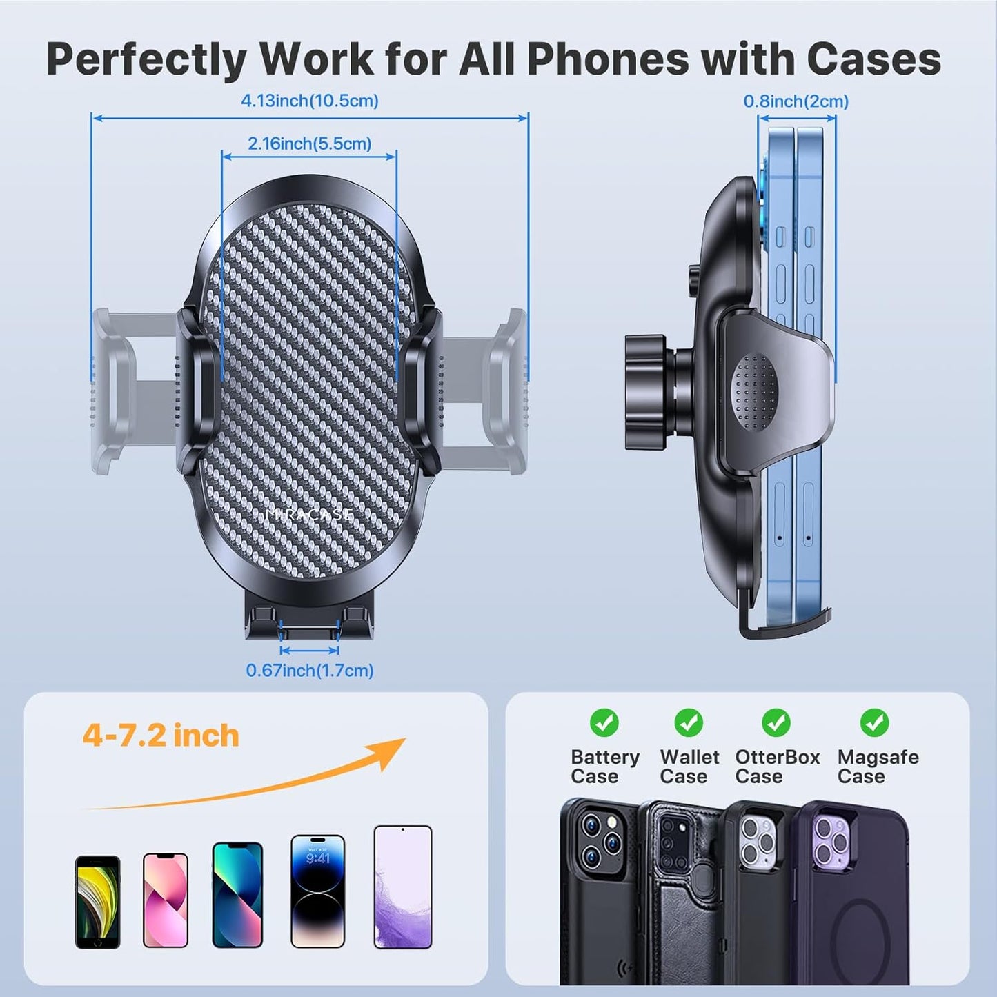 Universal Car Vent Phone Holder – Metal Hook Clip Mount for iPhone & Android (Dark Black)