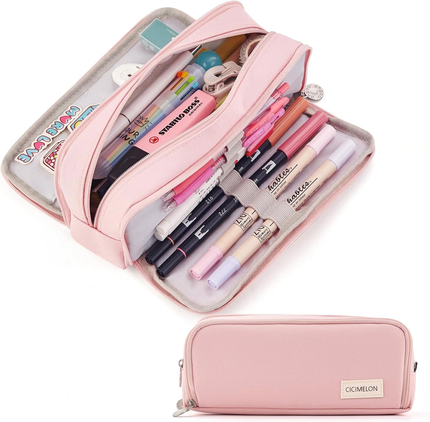 Large Capacity Pencil Case – 3-Zip Compartment Organizer Pouch (Black)