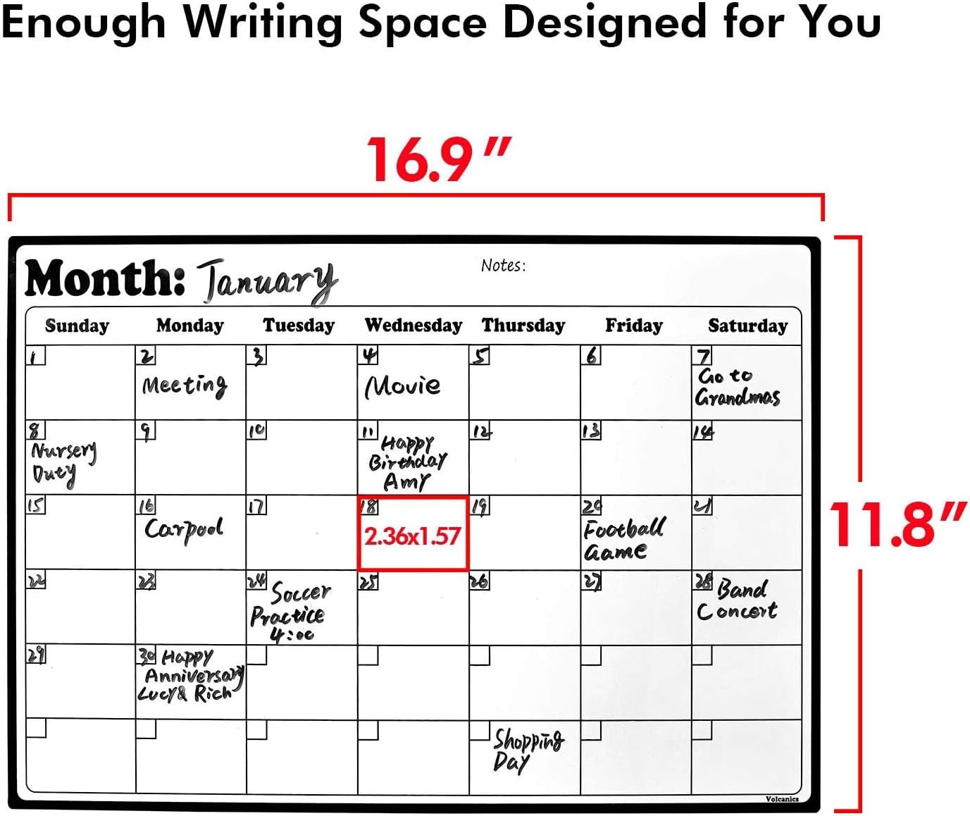 Magnetic Dry Erase Fridge Calendar – 16.9x11.8” Whiteboard Weekly/Monthly Planner for Refrigerator
