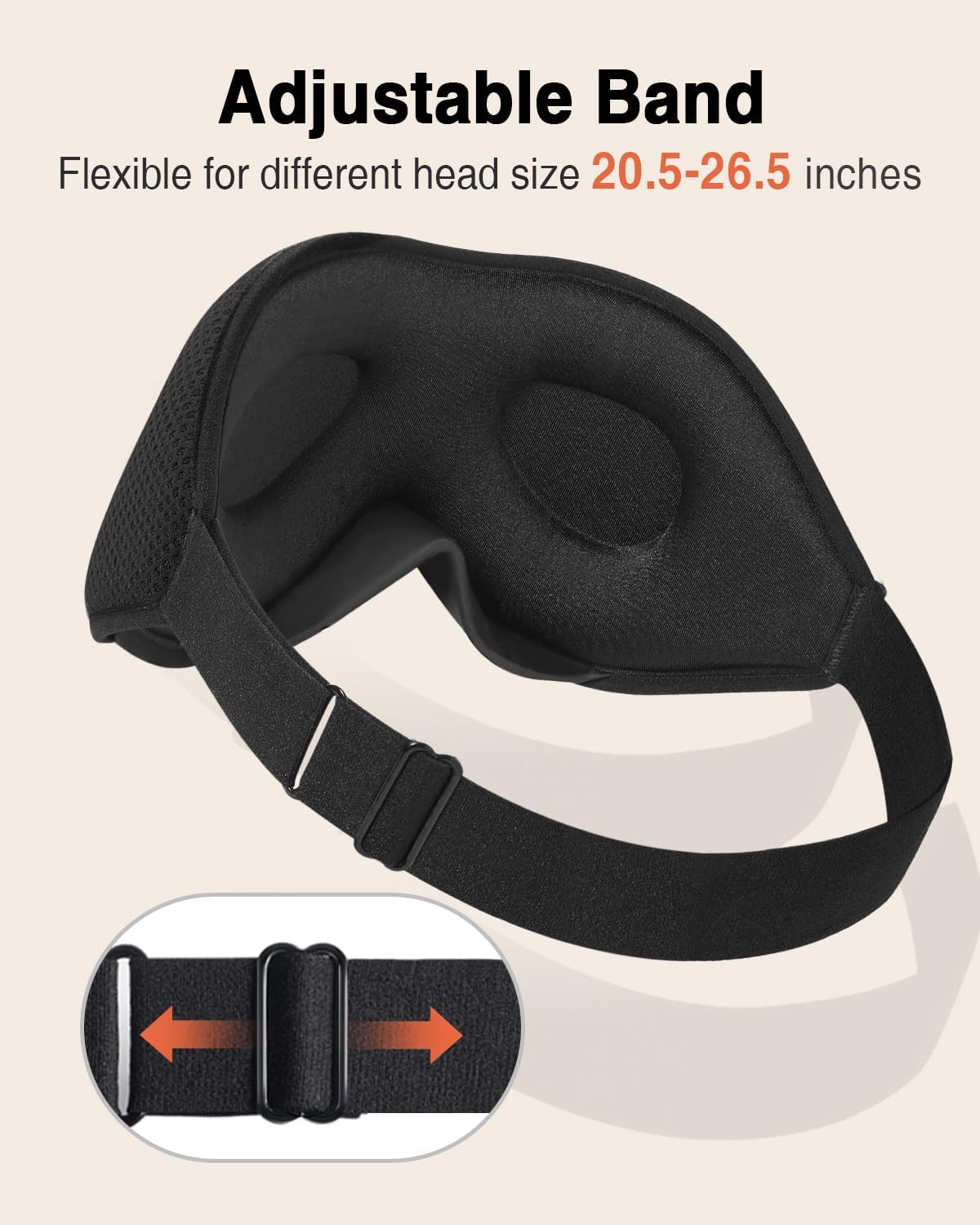 3D Contoured Sleep Mask – 100% Light Blocking Eye Mask for Side Sleepers (Black)