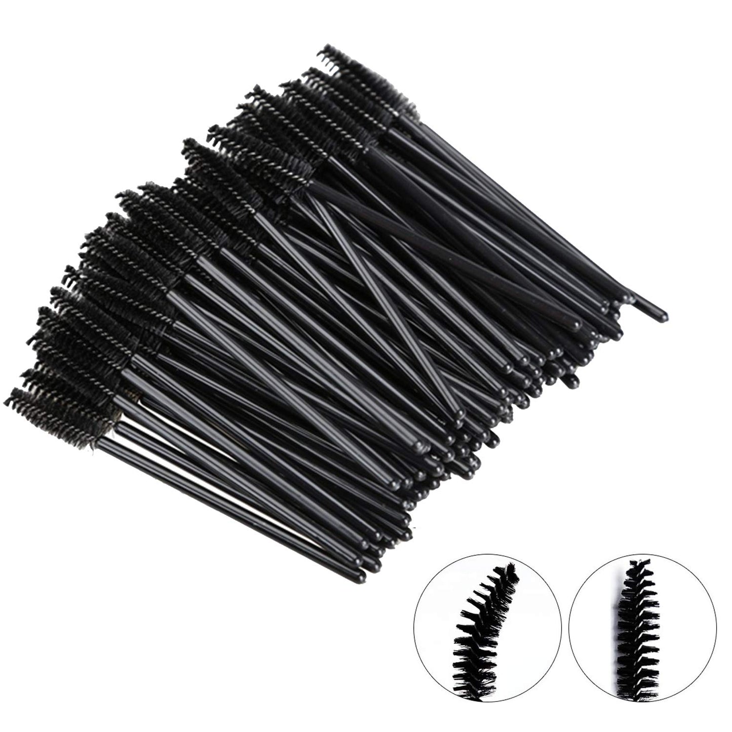 100 Pcs Disposable Mascara Wands – Black Eyelash Brushes for Extension, Eyebrow & Makeup Application – Hygienic Spoolies for Salon & Personal Use