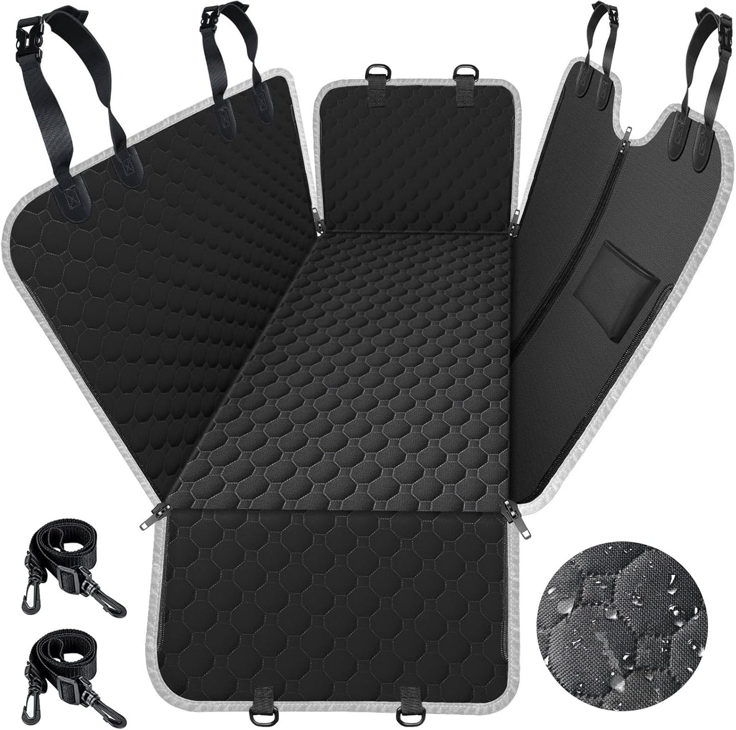 Waterproof Dog Car Seat Cover – 2025 Heavy Duty Hammock Protector for Back Seat (Black, Standard Size)