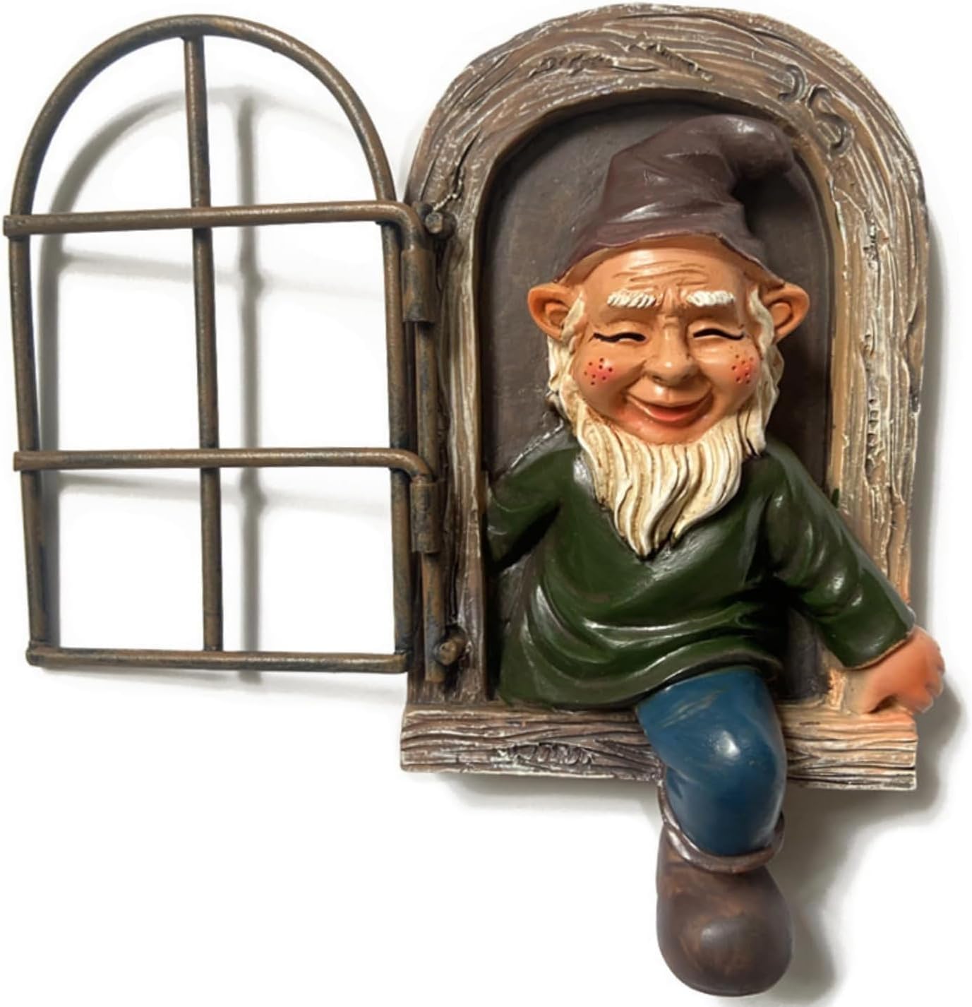 5.7" Funny Garden Gnome Tree Hugger – Whimsical Hanging Elf Peeker for Trees, Resin Outdoor Decoration for Yard, Lawn, Porch, or Patio