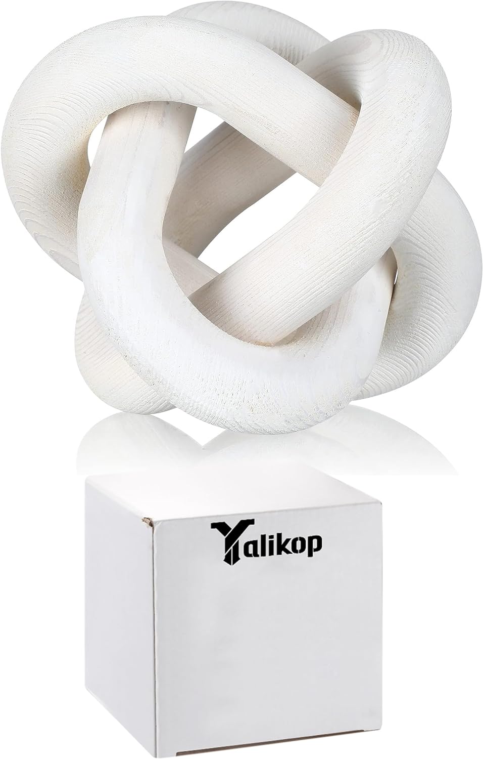 Hand-Carved White Wood Knot – 3-Link Boho Chain Decor for Coffee Table & Shelves