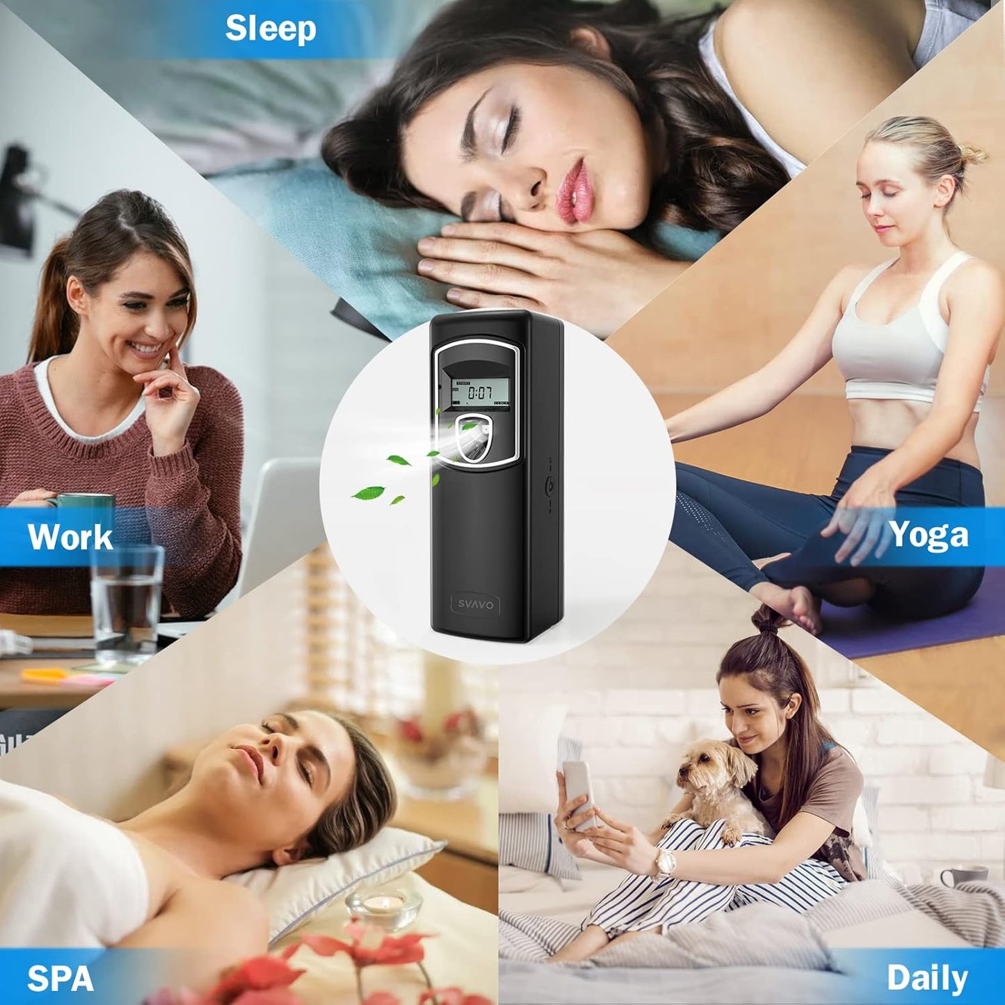 Automatic LCD Fragrance Dispenser - Wall Mount/Free Standing ABS Auto Air Freshener Dispenser Programmable Aerosol Spray Perfume Dispenser (Black, LCD)