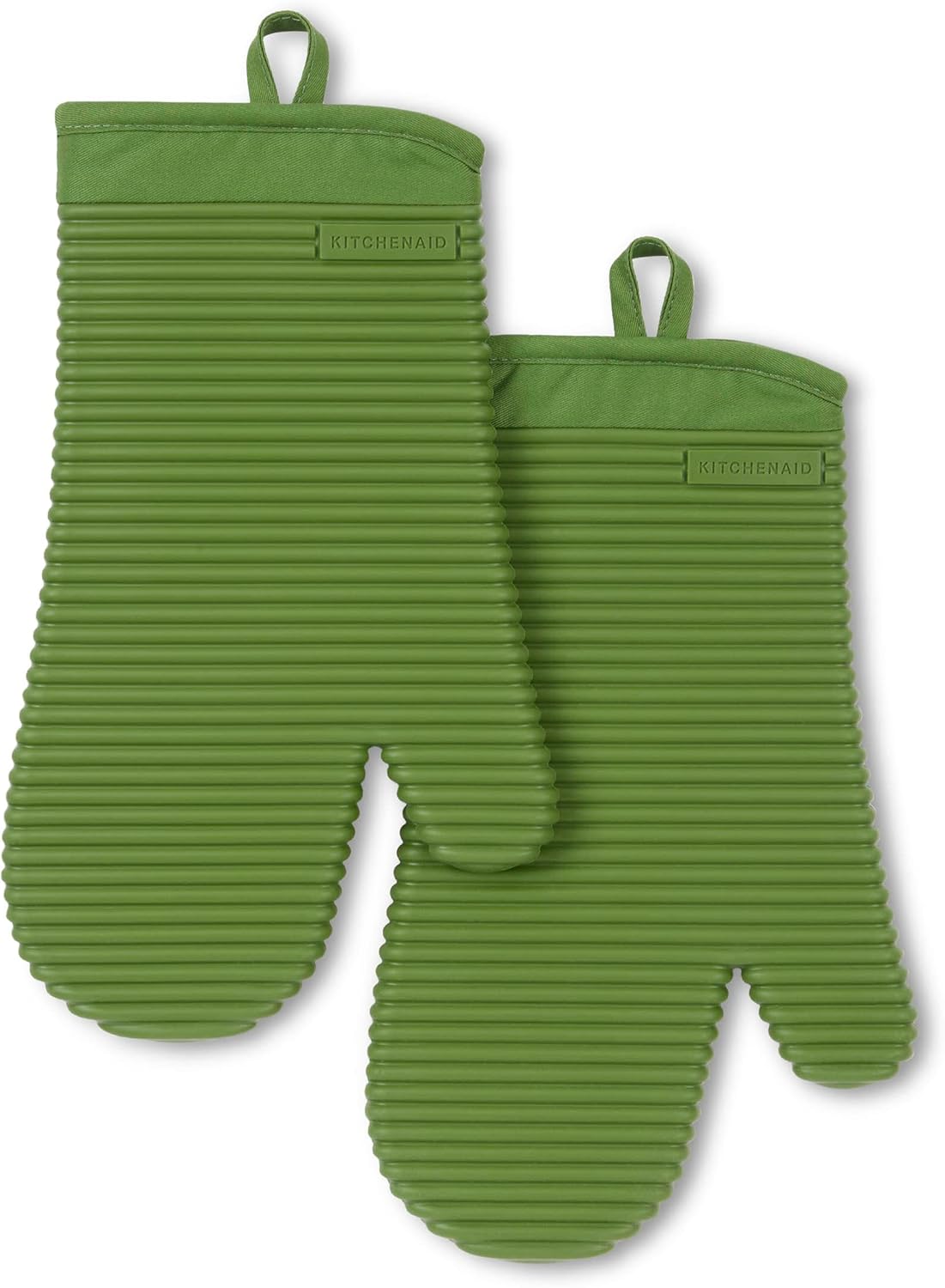 Soft Ribbed Silicone Oven Mitts – Heat-Resistant Kitchen Gloves Set (2-Pack, 7”x13”, Milkshake)