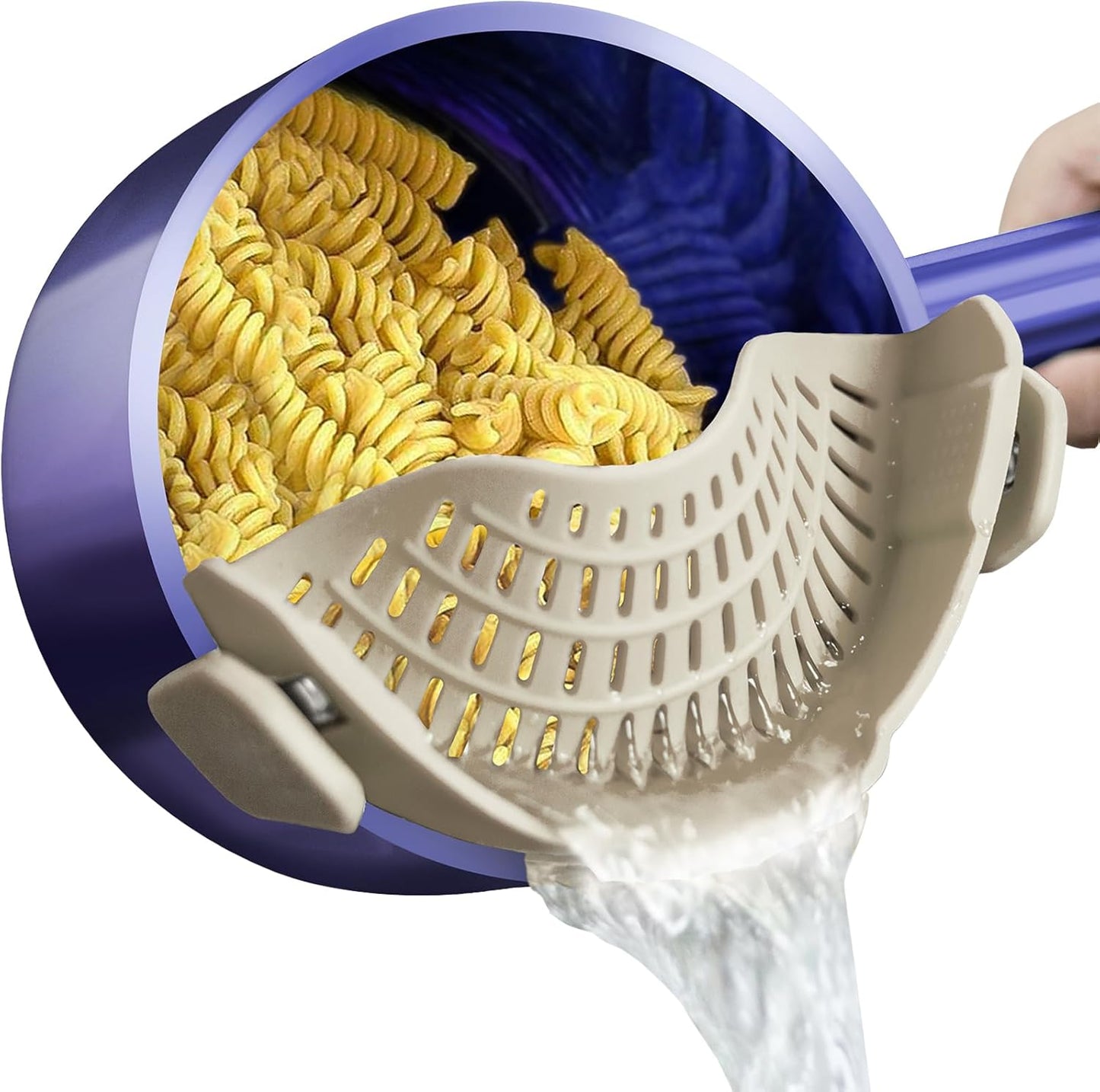 Universal Silicone Clip-On Strainer – Fits All Pots & Pans, Easy Pour Food Colander