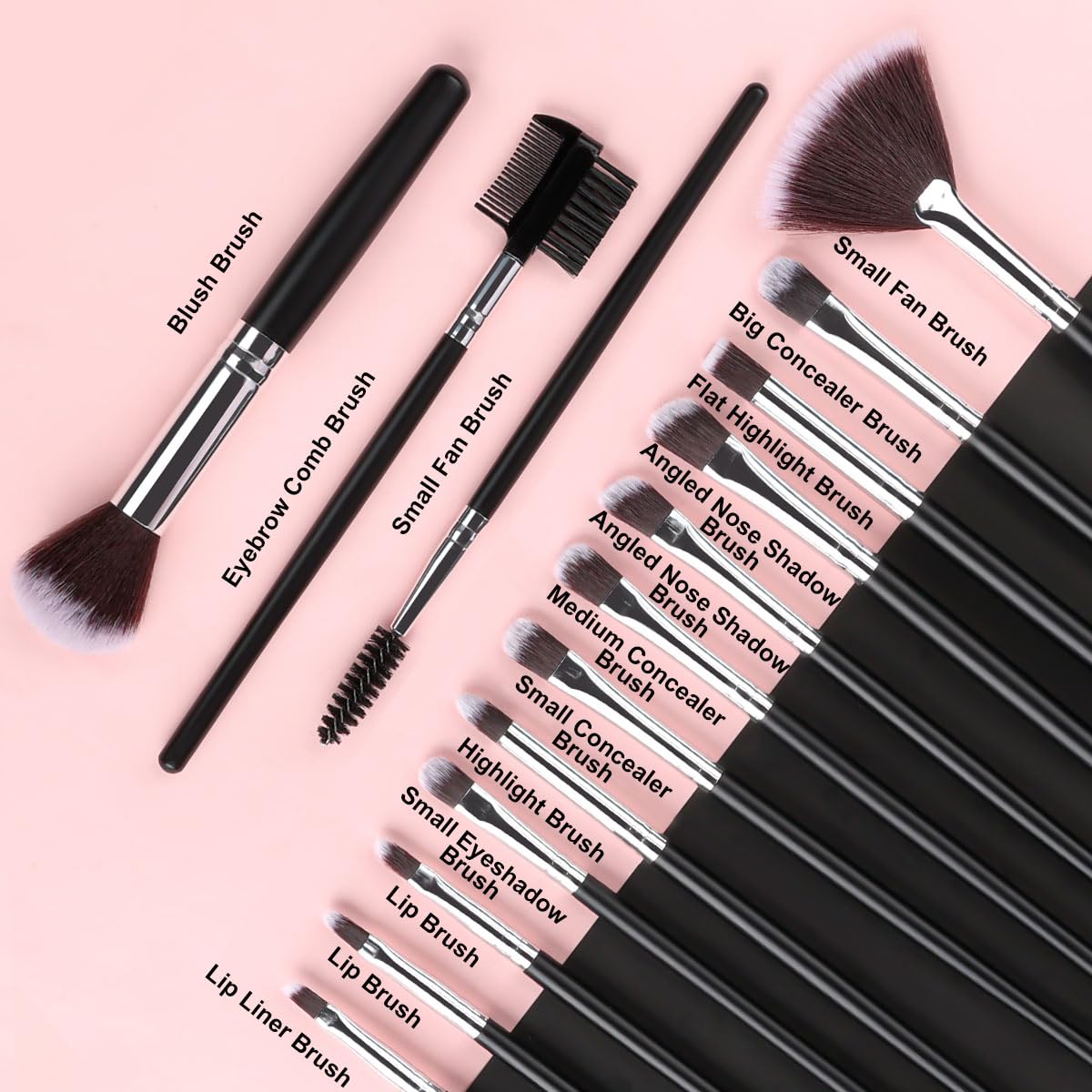 32-Piece Professional Makeup Brush Set – Black Wooden Handle Cosmetics Brushes for Face & Eye Makeup