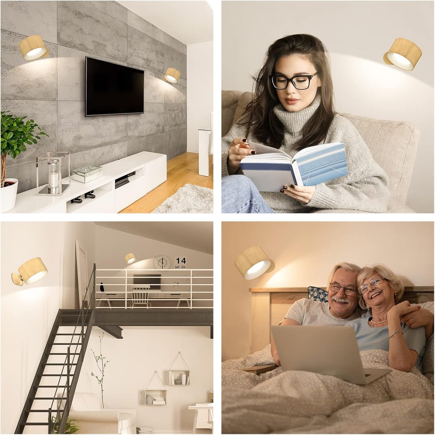 LED Wall Sconces – Rechargeable Touch-Control Lamps with USB, 3 Brightness & Color Modes, 360° Magnetic Rotation