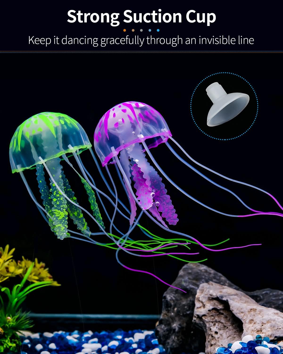 6PCS Glowing Jellyfish Aquarium Ornaments – Floating Decorations for Fish Tanks