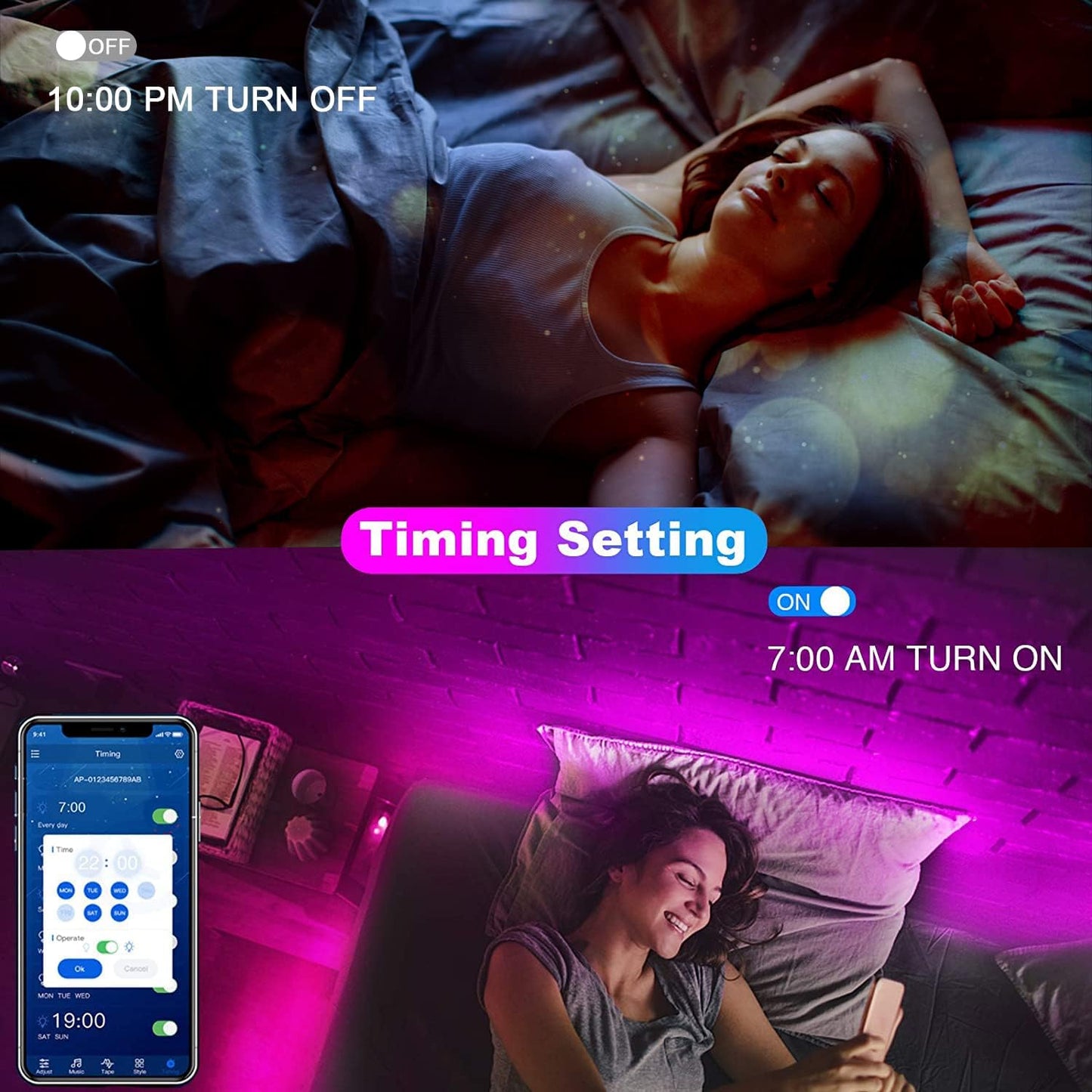 200Ft Smart LED Strip Lights for Bedroom – RGB Light Strips with App & Remote Control, 24V, 2x100Ft Rolls for Room, Party & Festival Decor