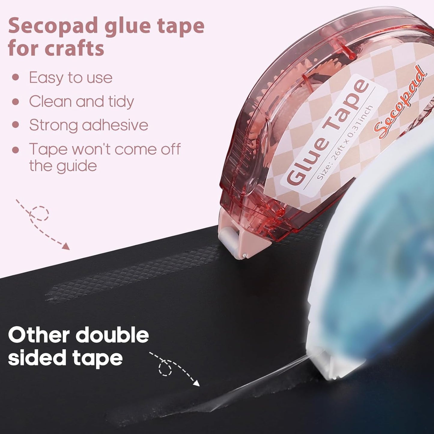 Double-Sided Tape Roller – 4 Pack Scrapbook Adhesive Glue Runners (0.3in x 26ft)