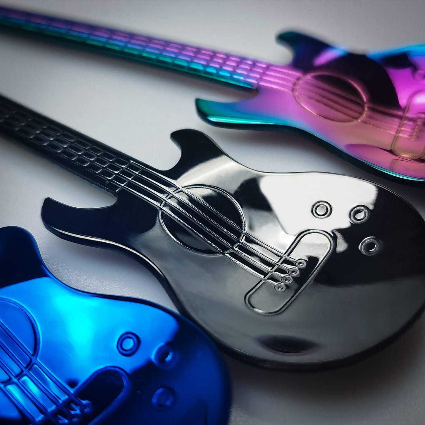 7-Piece Guitar Spoon Set – Colorful Stainless Steel Coffee & Dessert Teaspoons