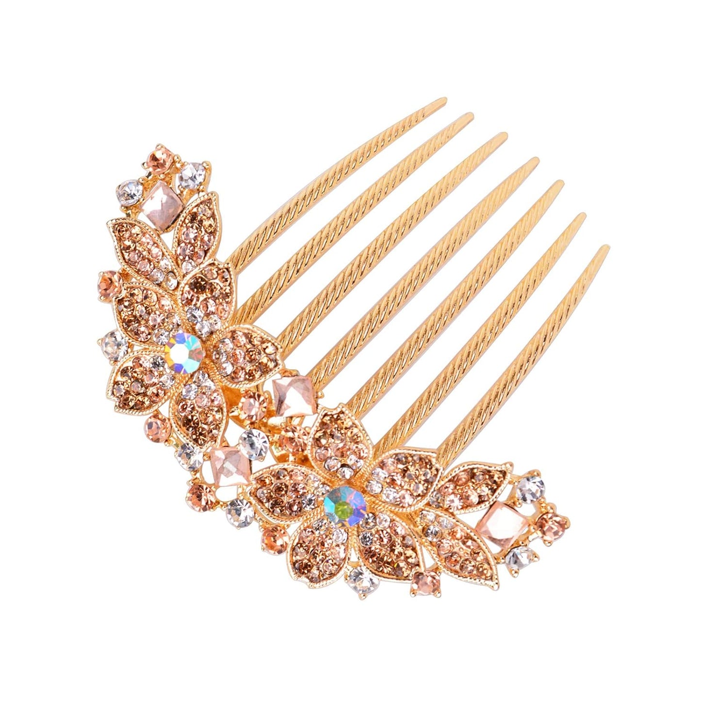 Rhinestone Flower Hair Comb – Elegant Blue Hairpin Barrette for Women