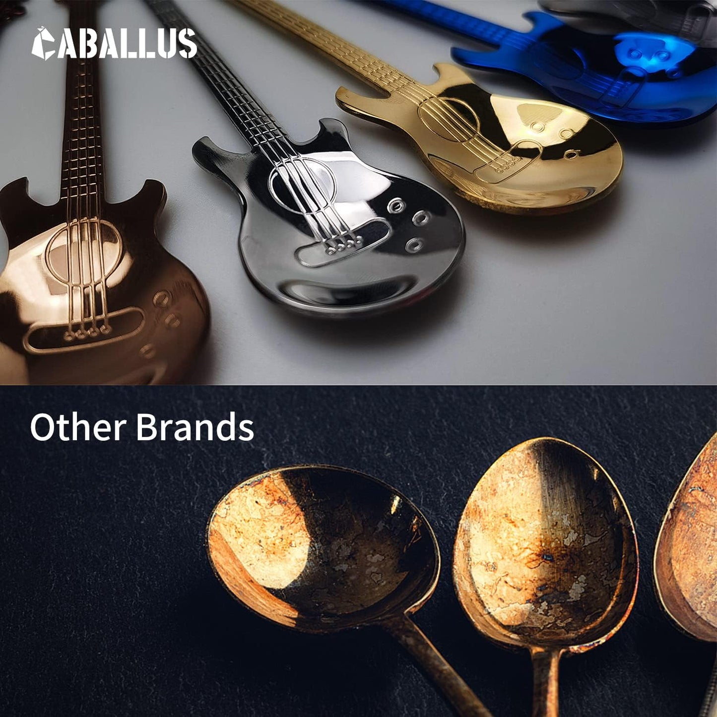 7-Piece Guitar Spoon Set – Colorful Stainless Steel Coffee & Dessert Teaspoons