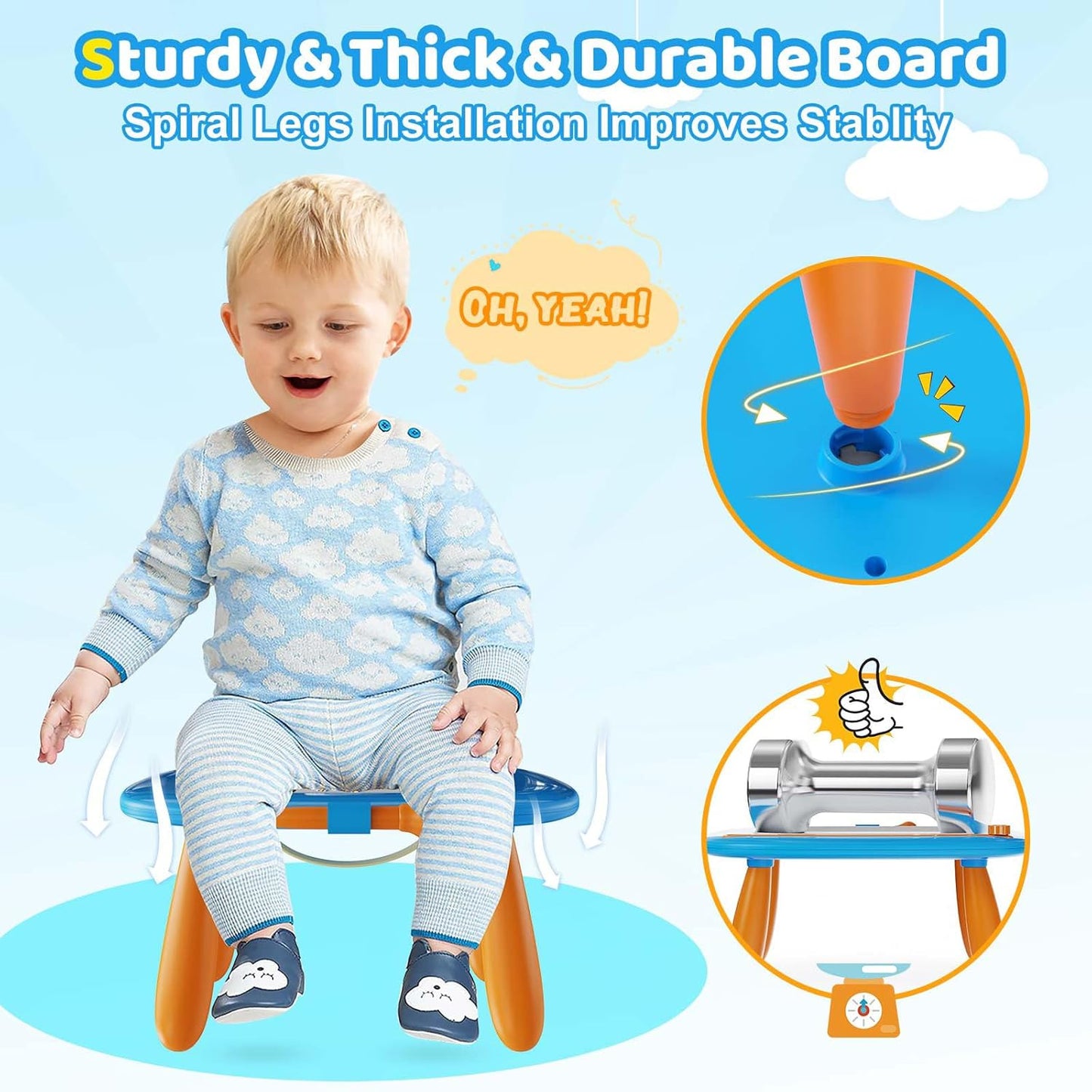 Magnetic Doodle Drawing Board – Educational Toy for Toddlers Ages 1–3 (Light Blue)