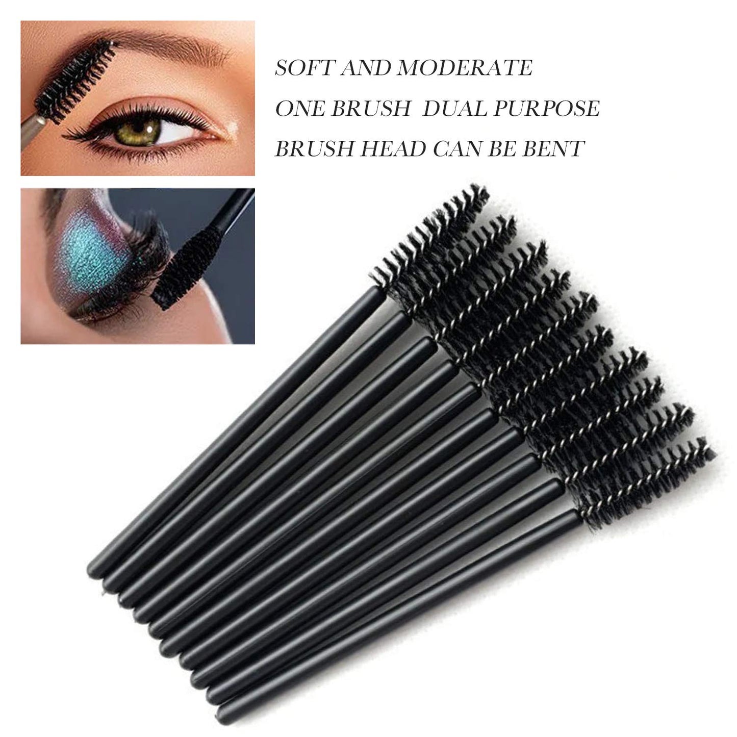 100 Pcs Disposable Mascara Wands – Black Eyelash Brushes for Extension, Eyebrow & Makeup Application – Hygienic Spoolies for Salon & Personal Use