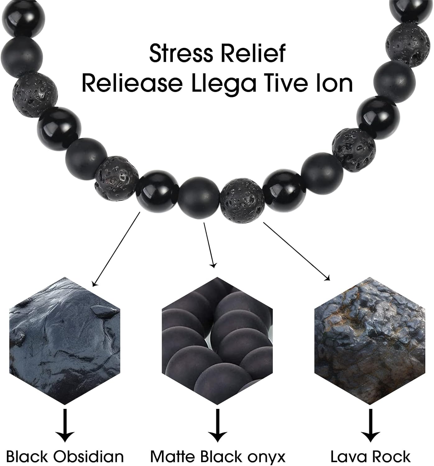 Men’s Black Beaded Bracelet Set – 6mm Obsidian, Onyx & Lava Stone Jewelry