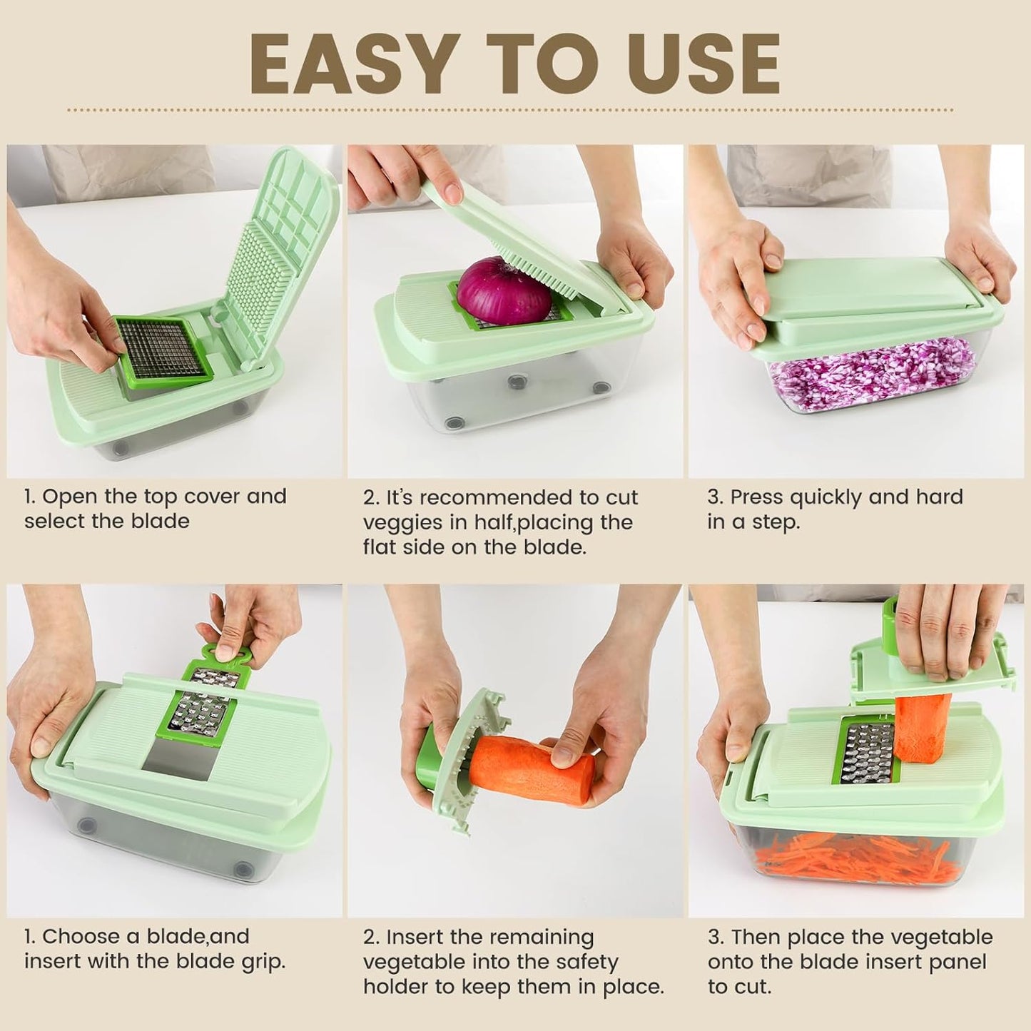 16-in-1 Vegetable Chopper & Spiralizer – Multi-Blade Onion Cutter with Container