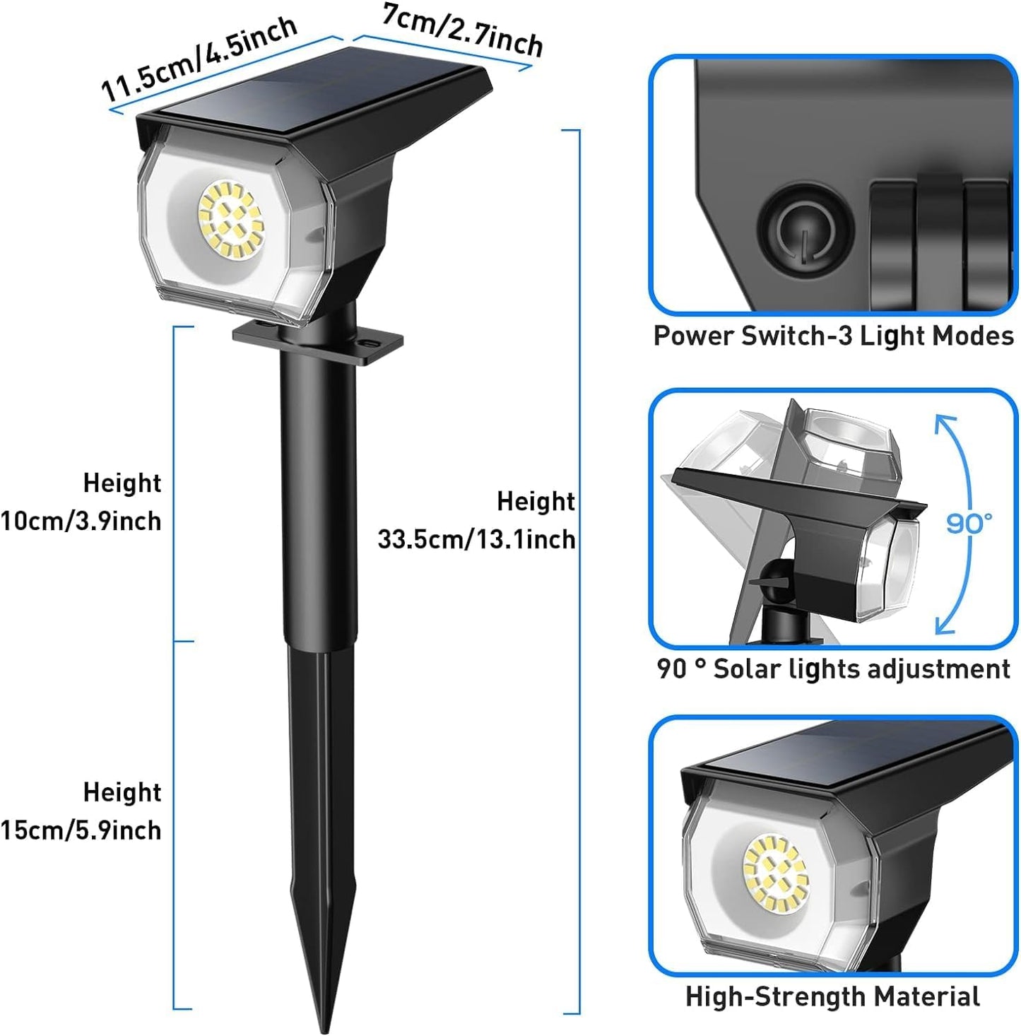 Solar Outdoor Spot Lights – Waterproof Landscape Lights with 3 Lighting Modes & Auto On/Off for Garden, Yard & Pathway