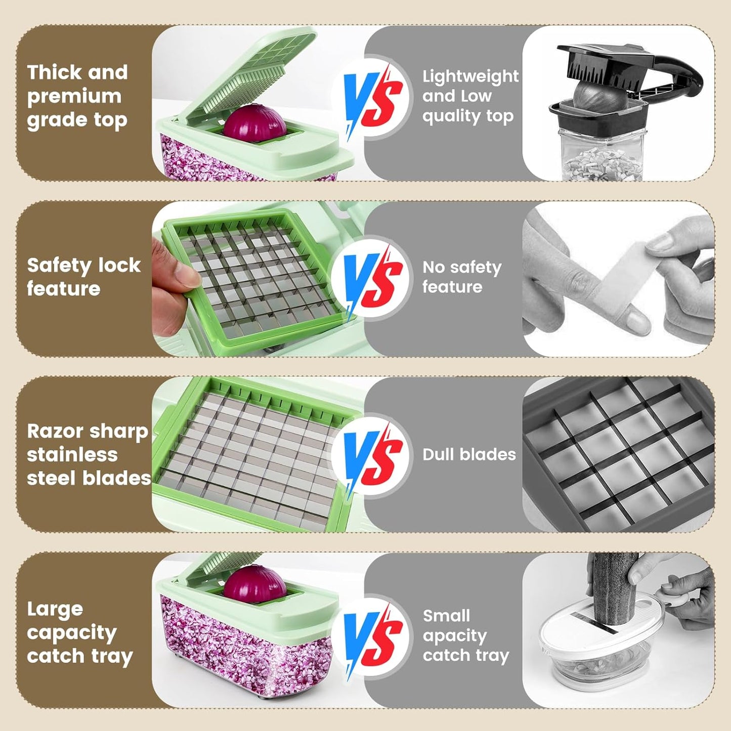16-in-1 Vegetable Chopper & Spiralizer – Multi-Blade Onion Cutter with Container