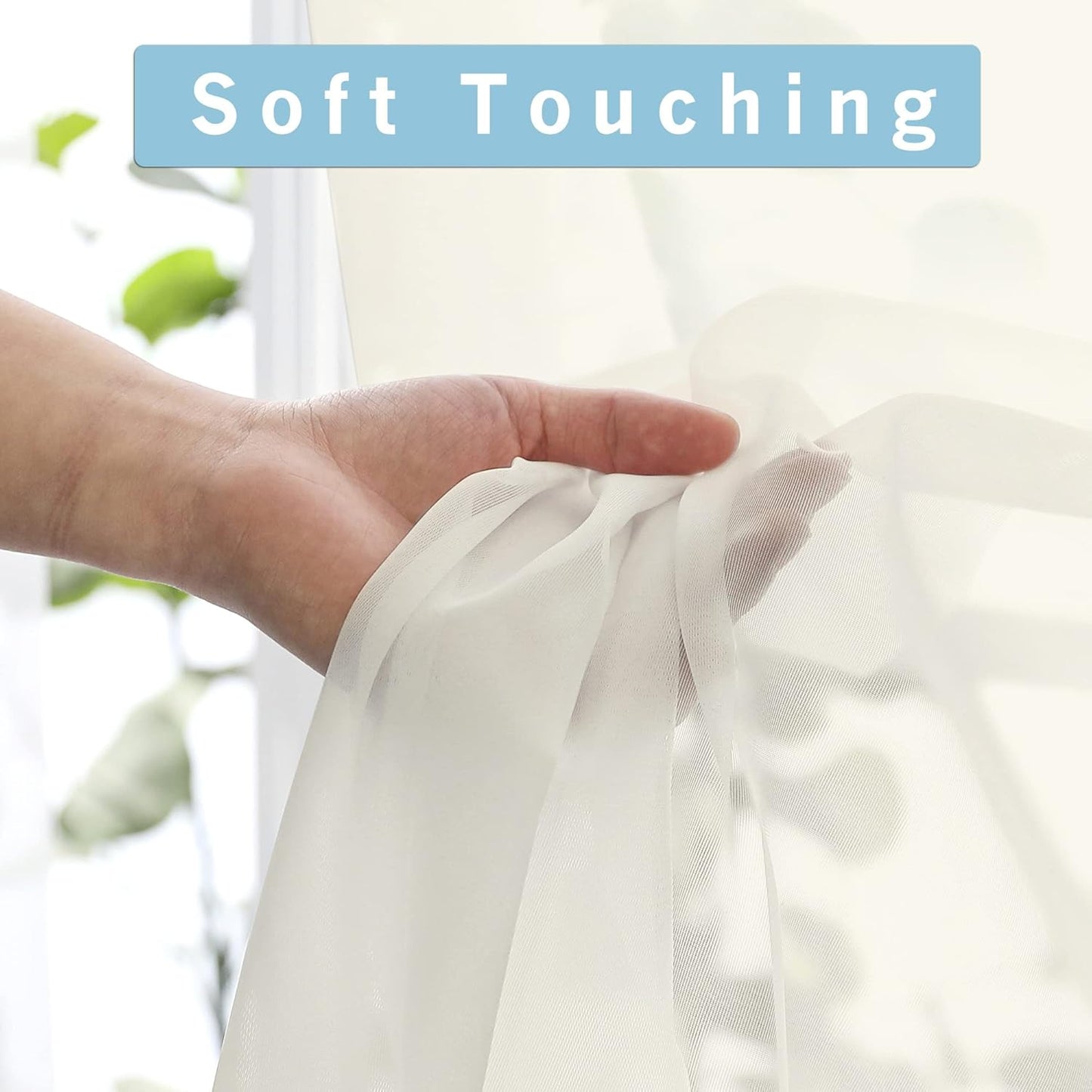 Ivory Sheer Curtains – 84" Length, 2-Panel Set with Rod Pocket for Bedroom & Living Room