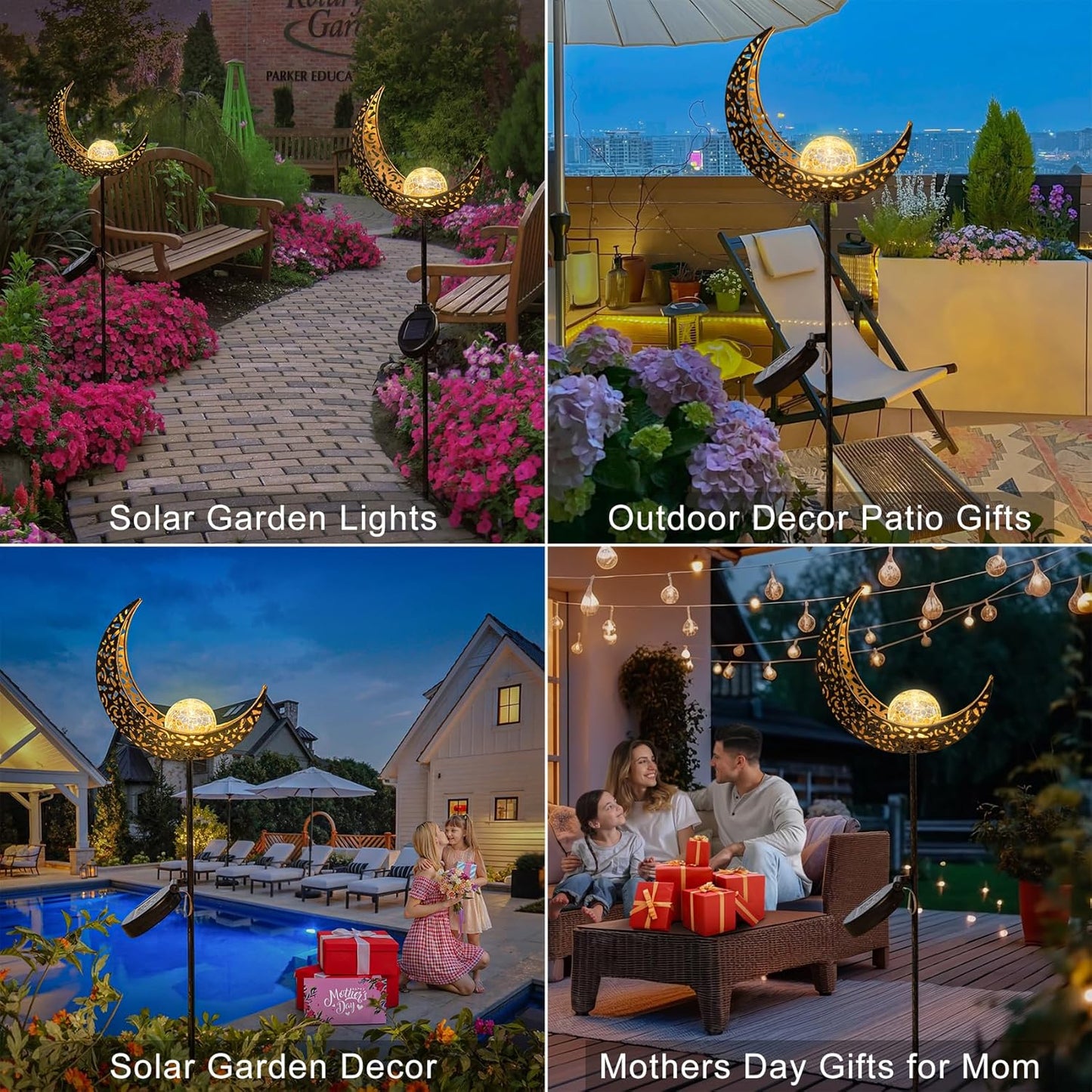 Moon Solar Garden Light – Waterproof Bronze Stake Yard Decor for Lawn, Patio & Gifts for Mom, Women, Grandma
